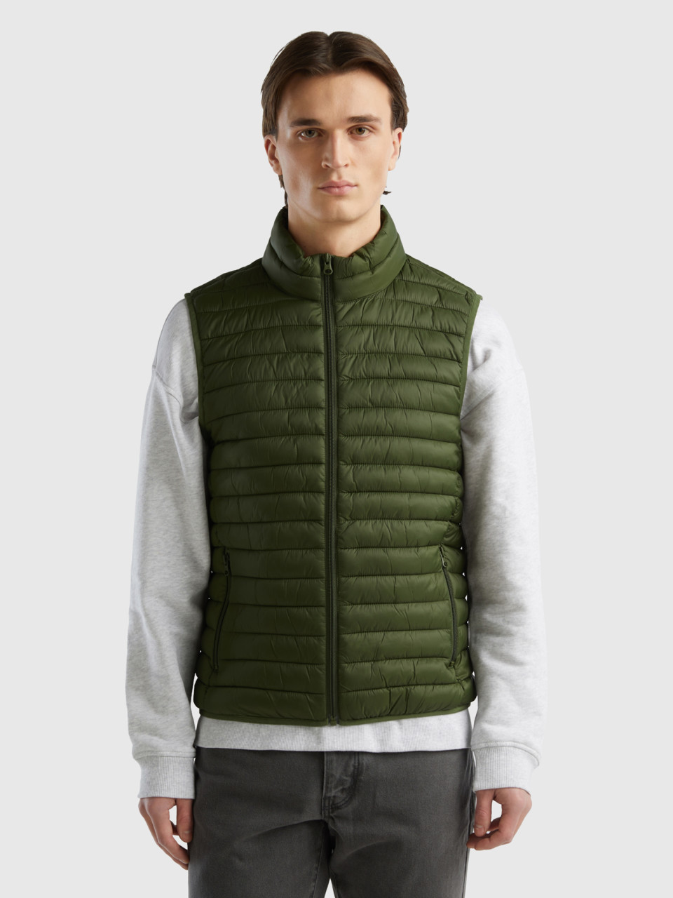 Benetton, Sleeveless Puffer Jacket With Recycled Wadding, , Men