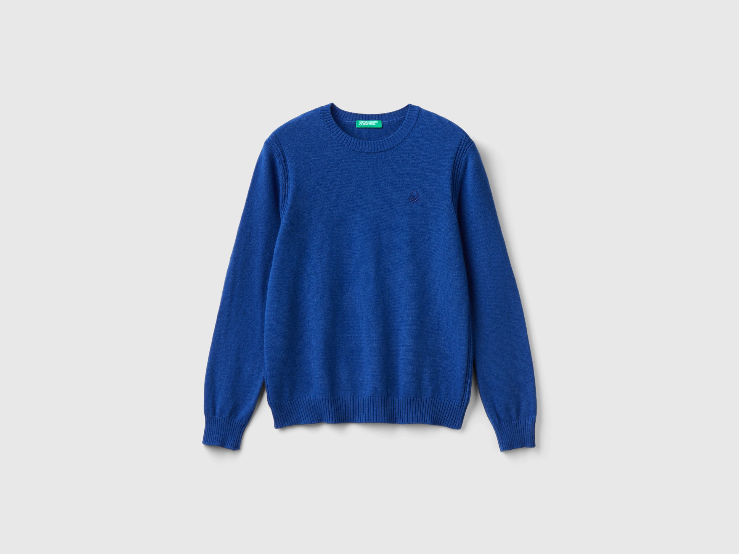 Benetton, Maglia In Misto Lana E Cashmere, Blu, Bambini