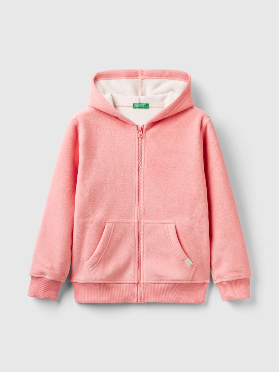 Benetton, Sweatshirt Aus Fleece Mit Kapuze, Pink, male
