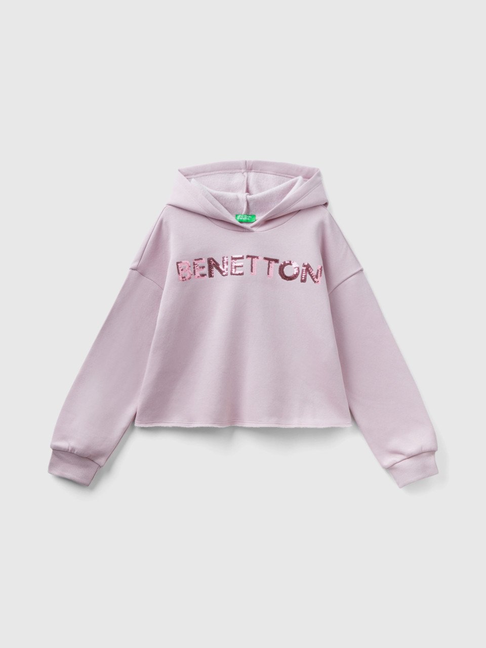 Benetton, Kapuzen-sweatshirt Mit Pailletten, Pink, female