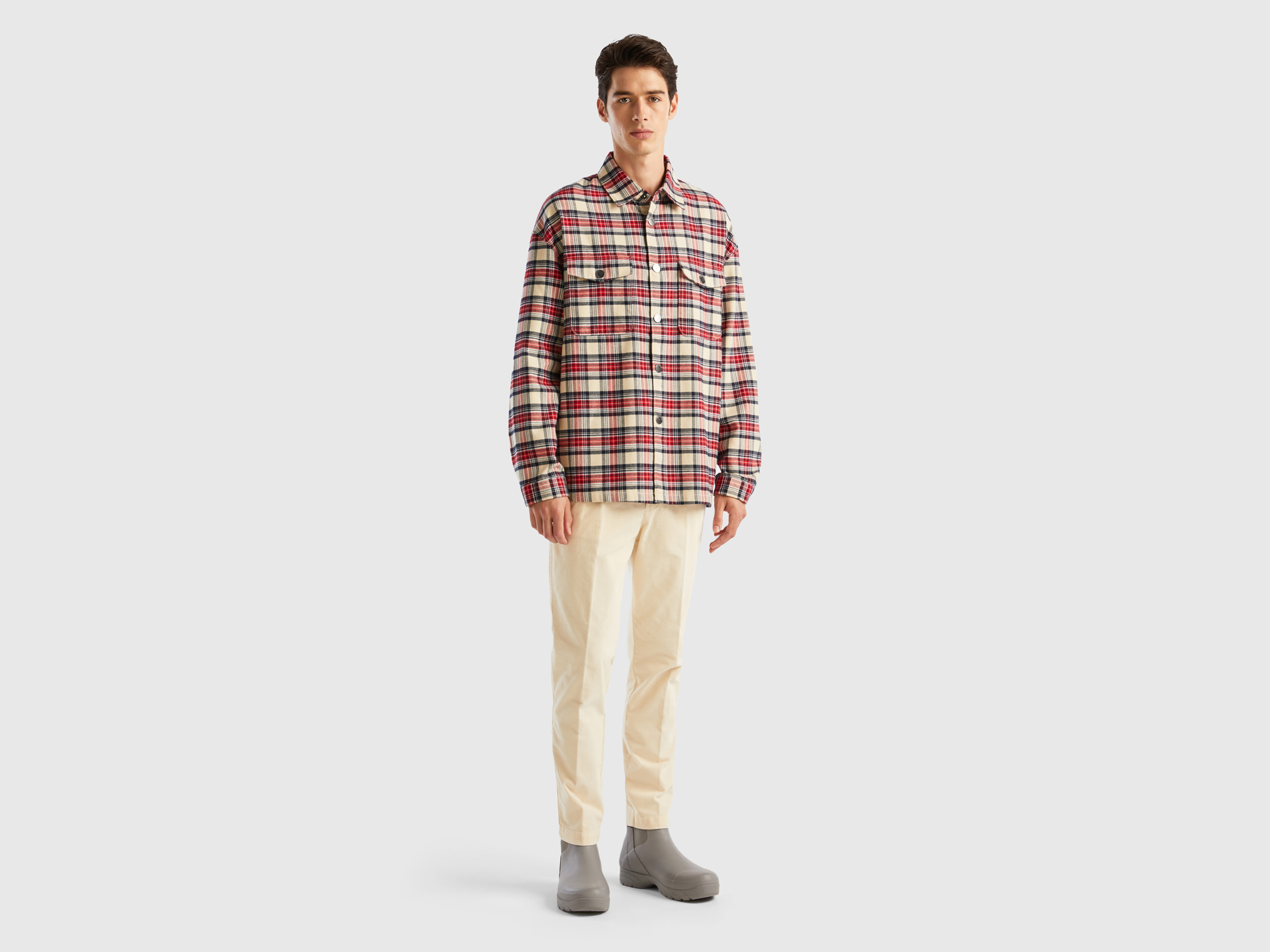Benetton, Tartan Flannel Overshirt, size XL, Multi-color, Men