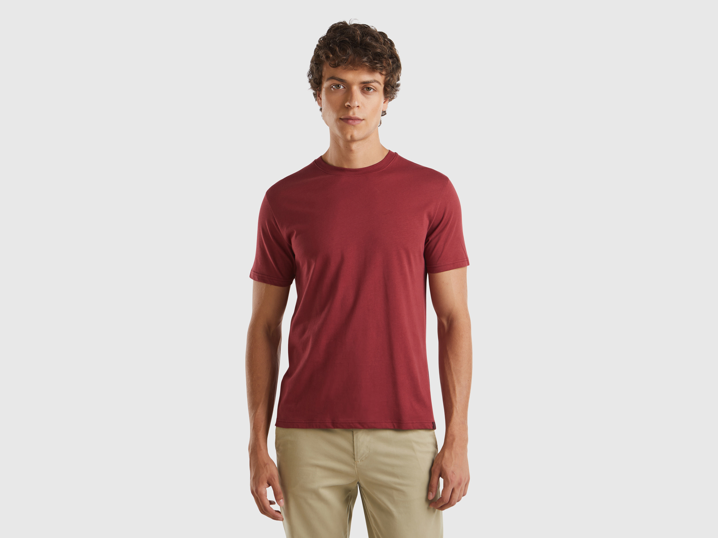 Benetton, T-shirt Bordeaux, Bordeaux, Uomo