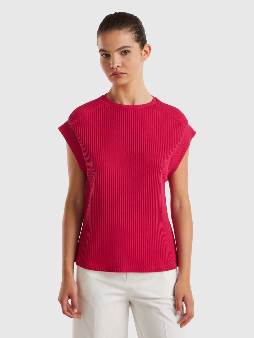 Benetton, Comfort Fit T-shirt, Cyclamen, Women