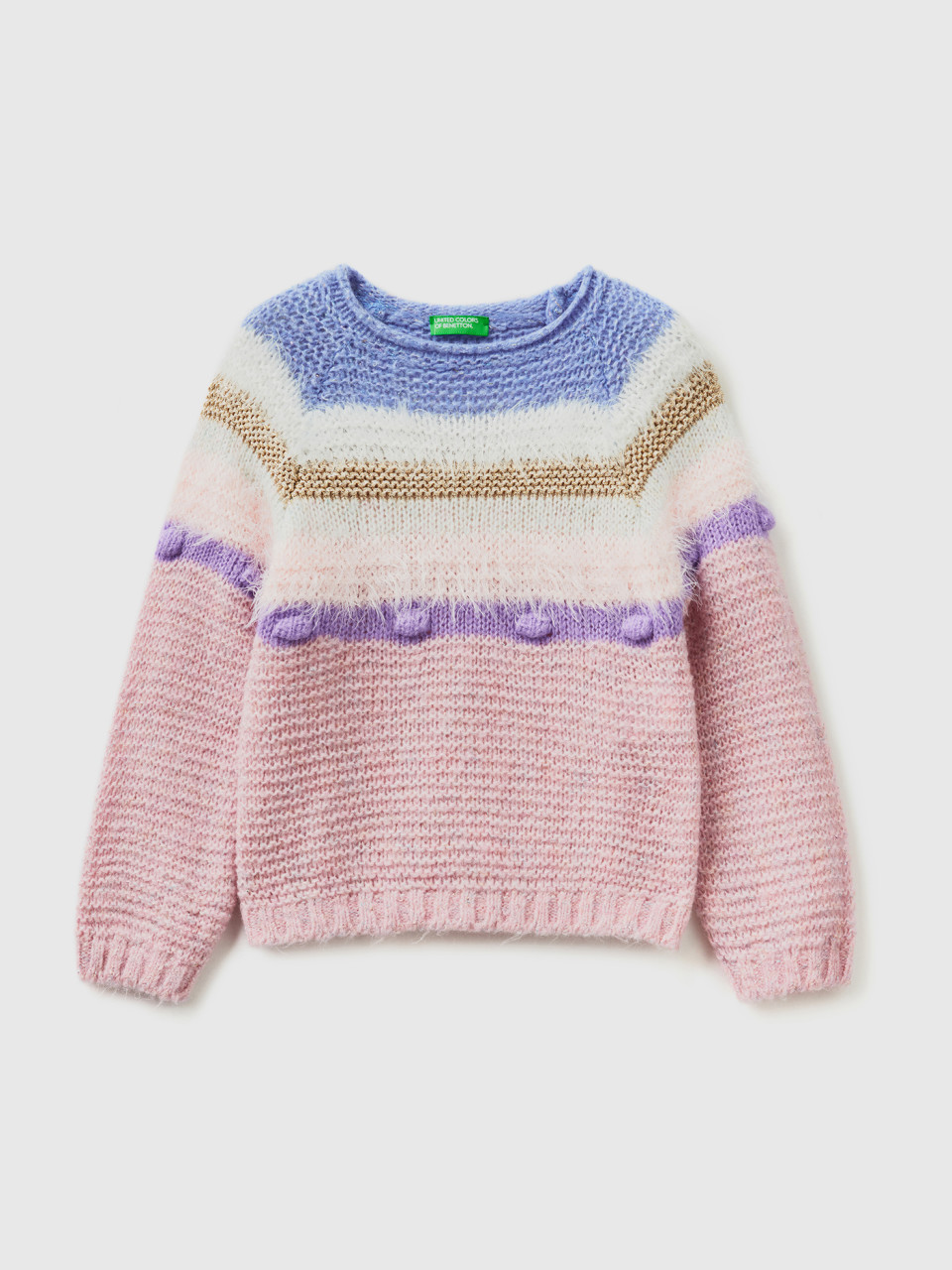 Benetton, Striped Sweater With Lurex, Multi-color, Kids