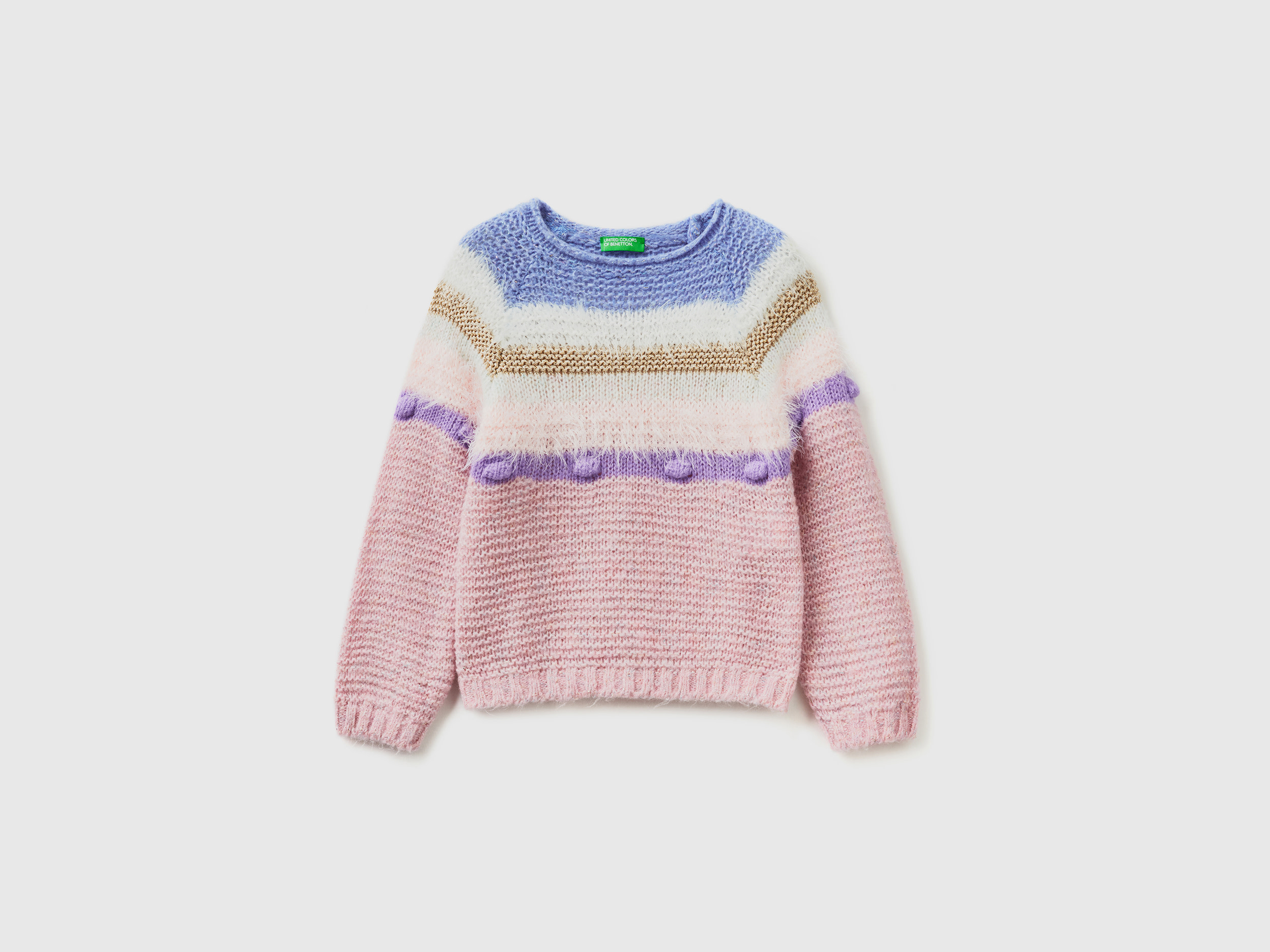 Benetton, Striped Sweater With Lurex, size 12-18, Multi-color, Kids