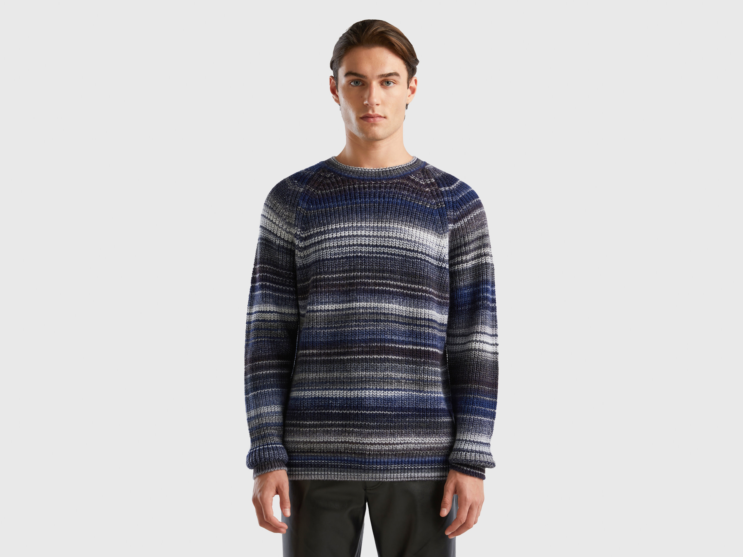 Benetton, Multicolor Sweater In Wool Blend, size XS, Multi-color, Men