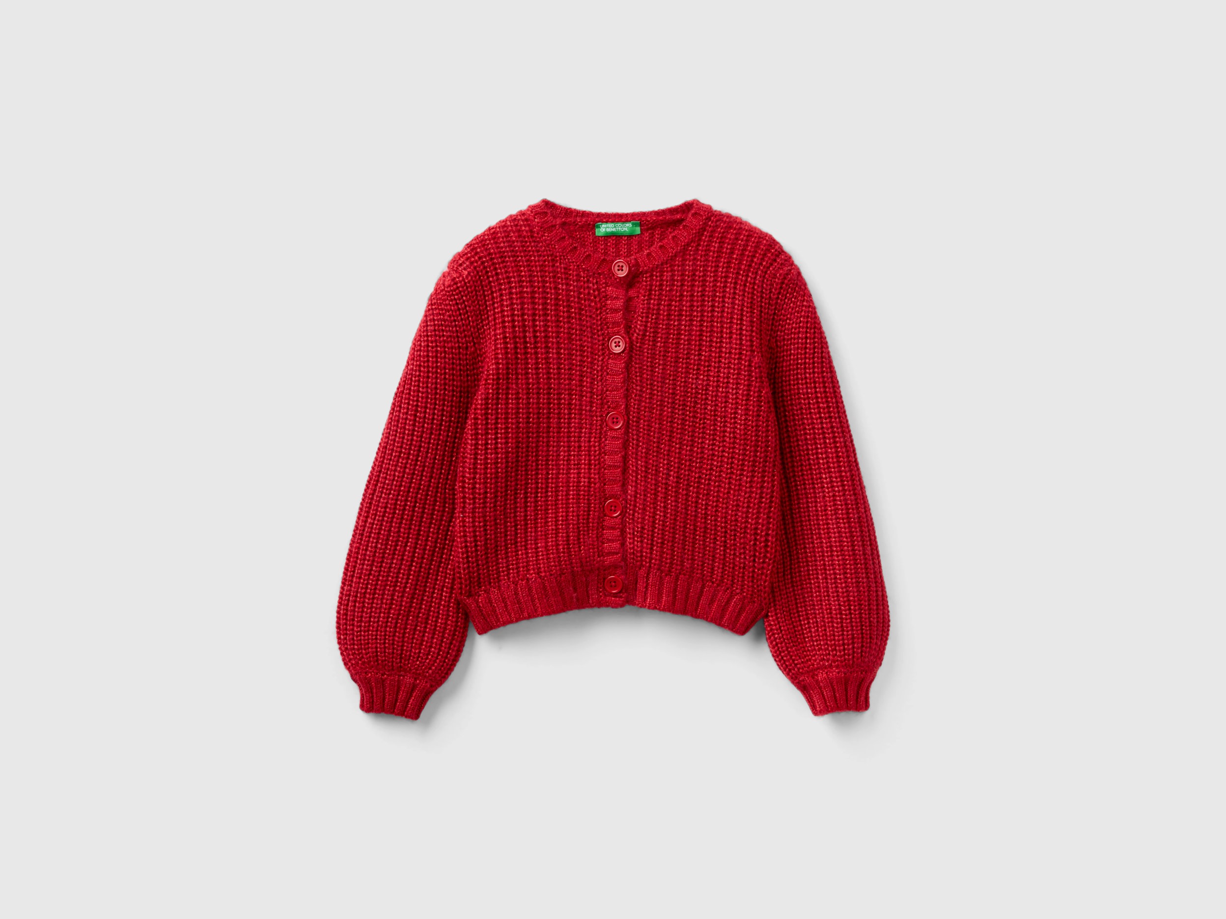 Benetton, Cardigan With Lurex, size 5-6, Red, Kids