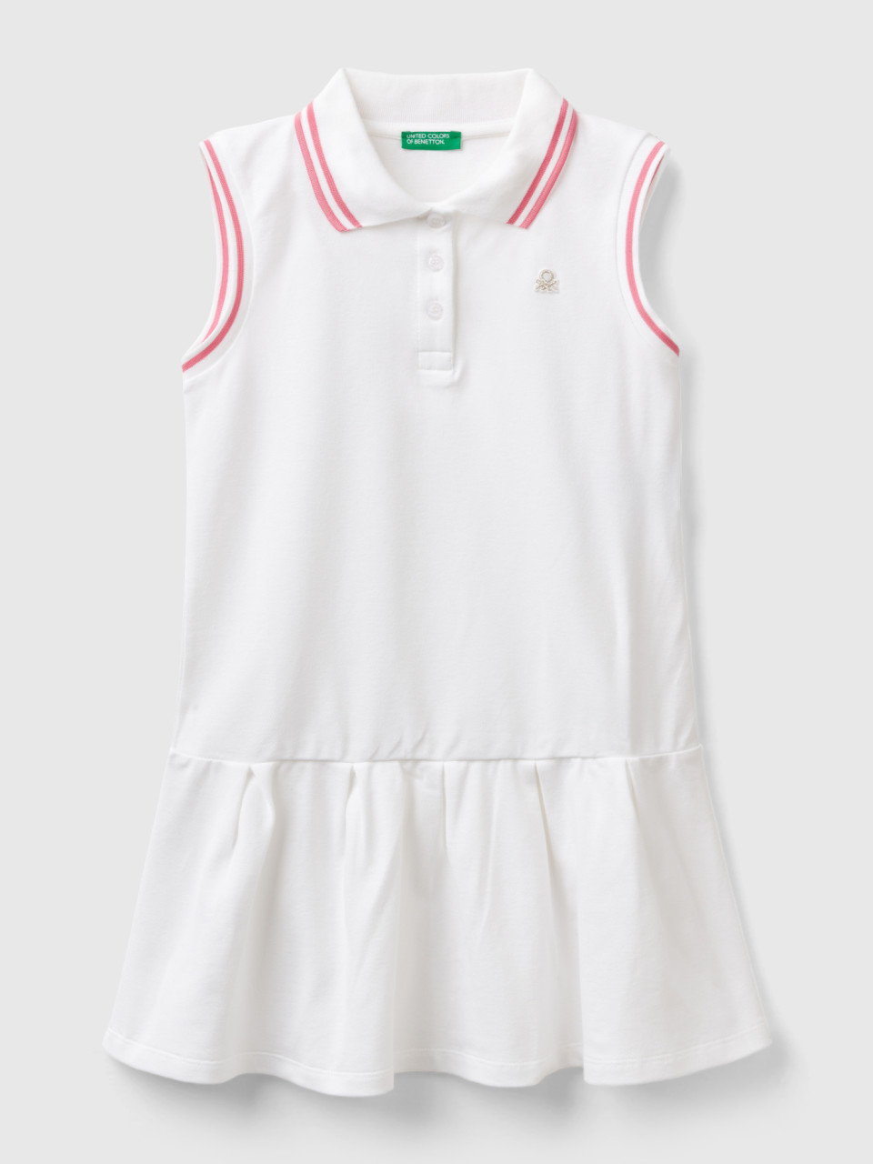 Benetton, Polo-style Dress, White, Kids