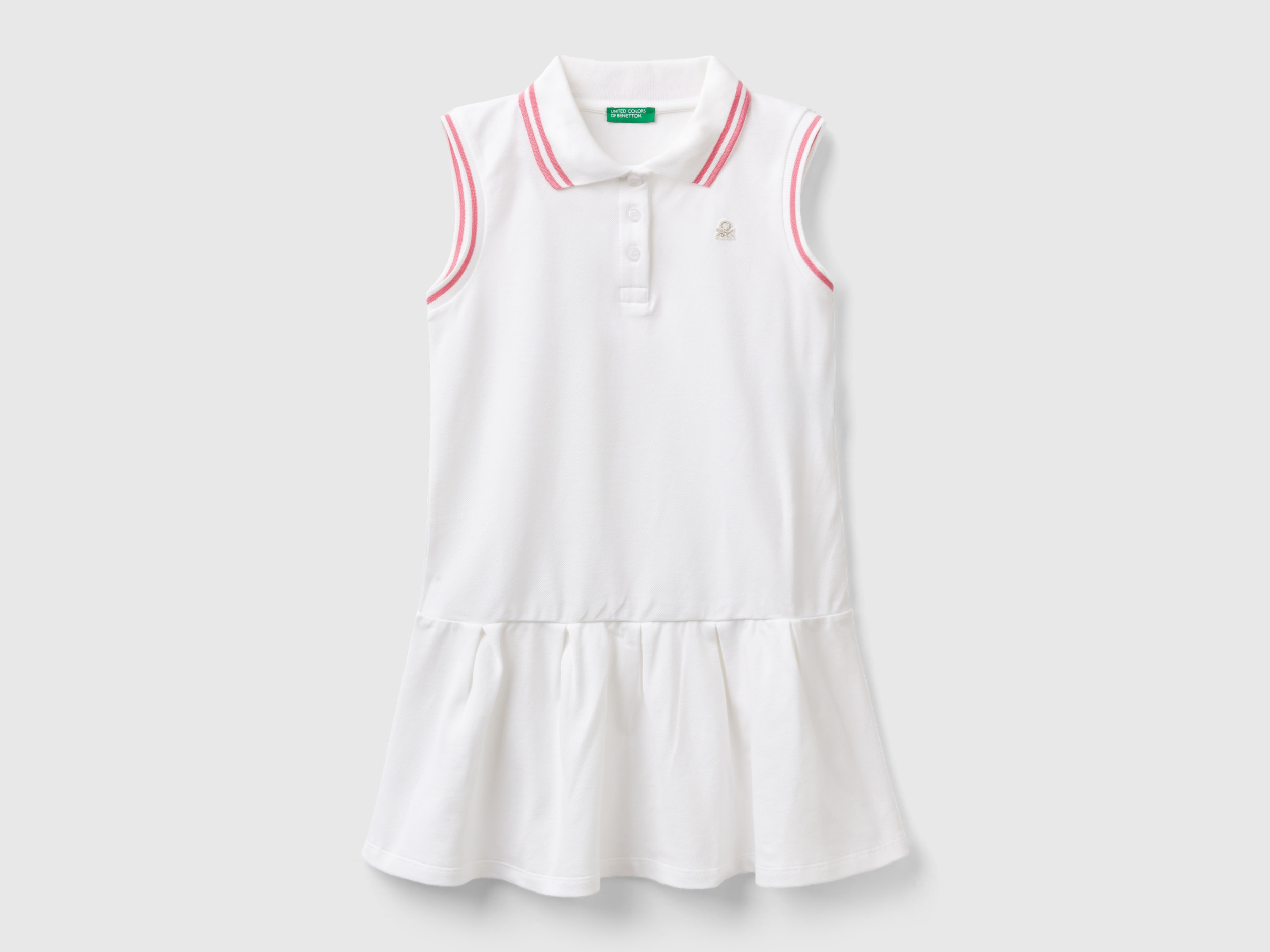 Image of Benetton, Polo-style Dress, size 2XL, White, Kids