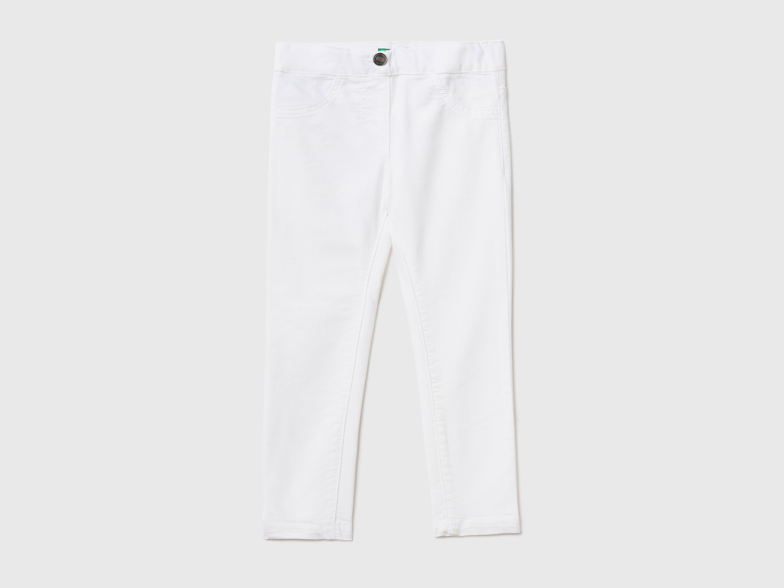 Benetton, Jeggings In Misto Cotone Stretch, Bianco, Bambini