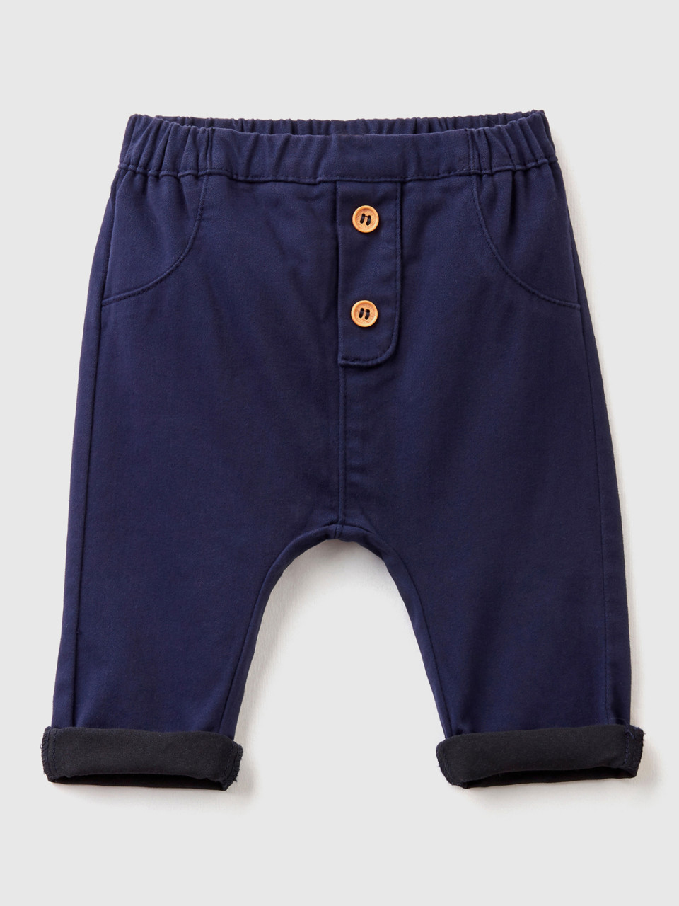 Benetton, Trousers In Stretch Cotton Blend, Dark Blue, Kids