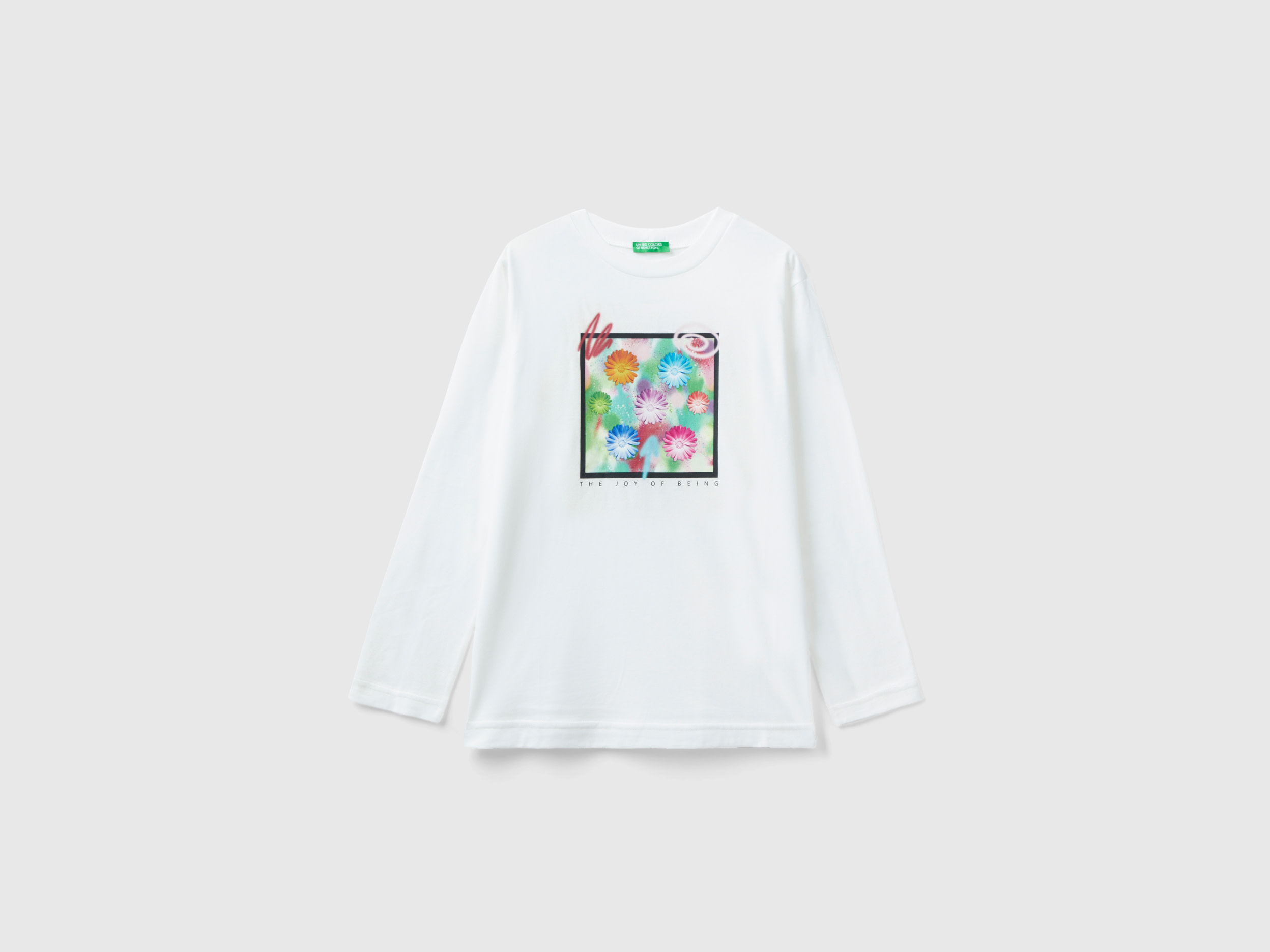 Benetton, Warm T-shirt With Photo Print, size 2XL, Creamy White, Kids