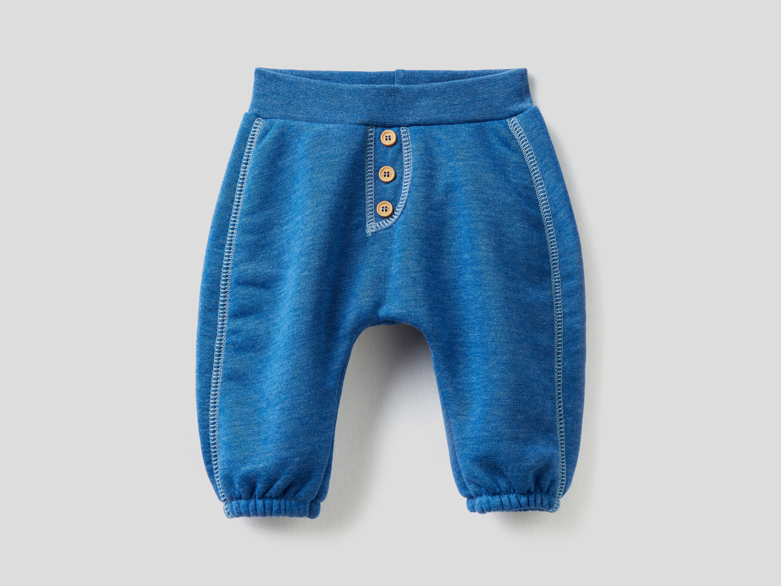 Benetton, Pantalon Chaud En Tissu Chiné, taille , Turquoise, Enfants