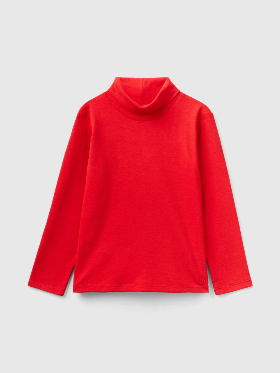 Benetton, T-shirt Aus Warmer Bio-baumwolle Mit Rollkragen, Rot, female