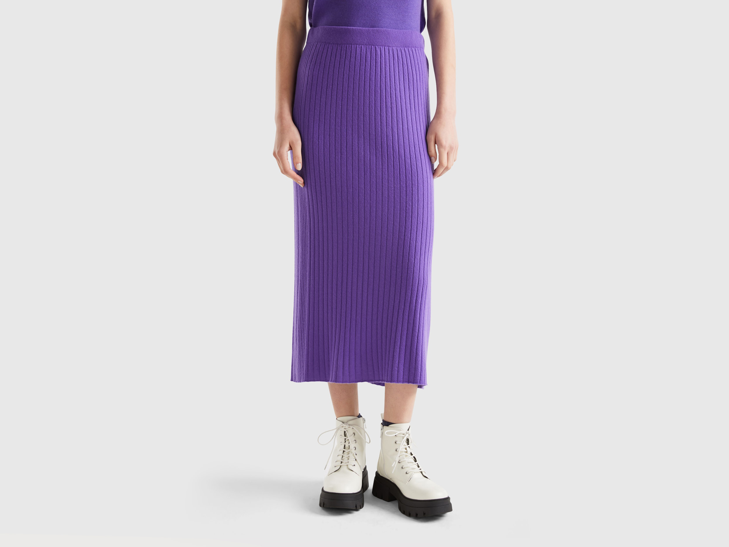 Benetton, Knit Pencil Skirt, size S, Violet, Women