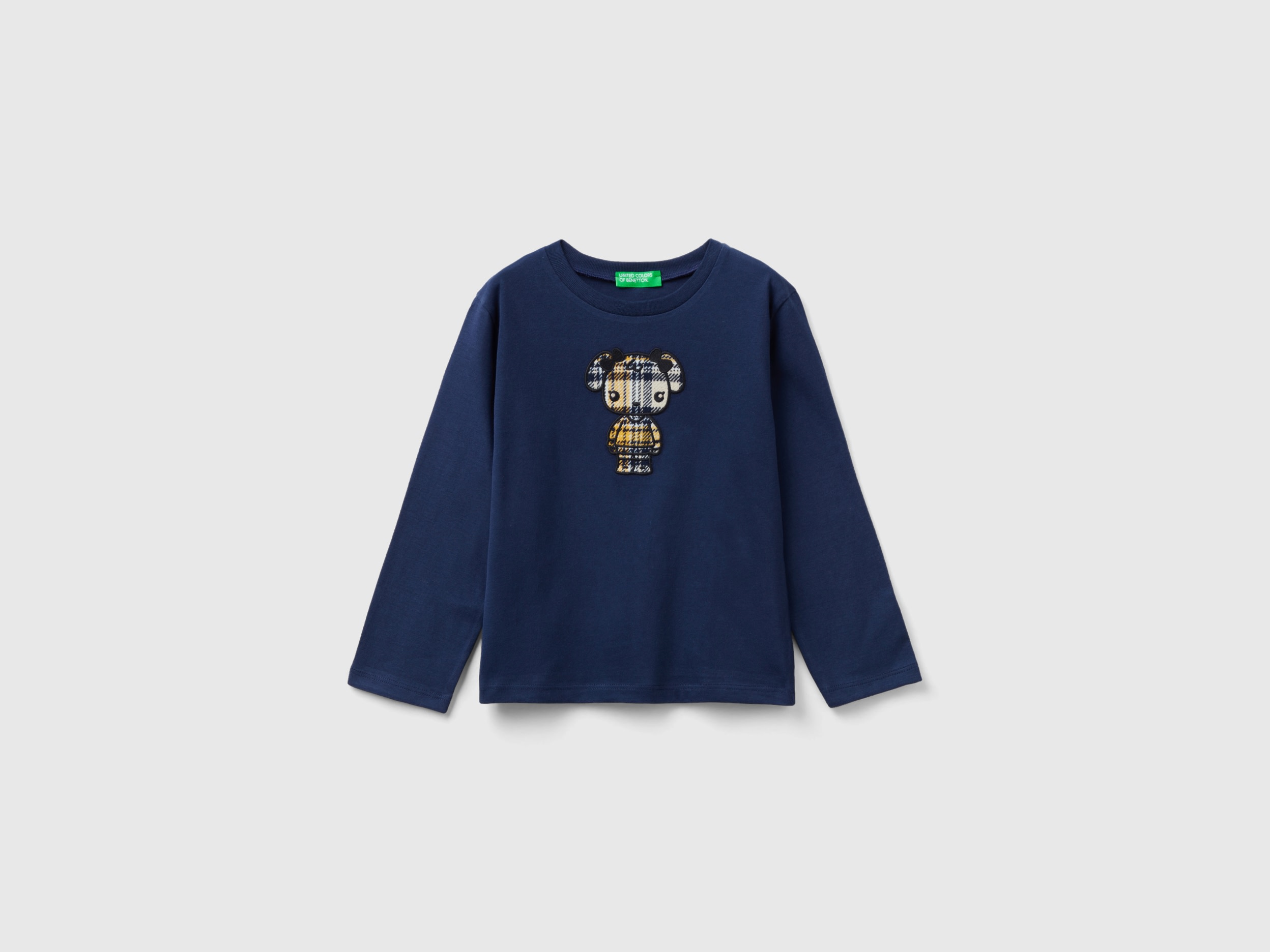 Benetton, T-shirt With Animal Embroidery, size 12-18, Dark Blue, Kids