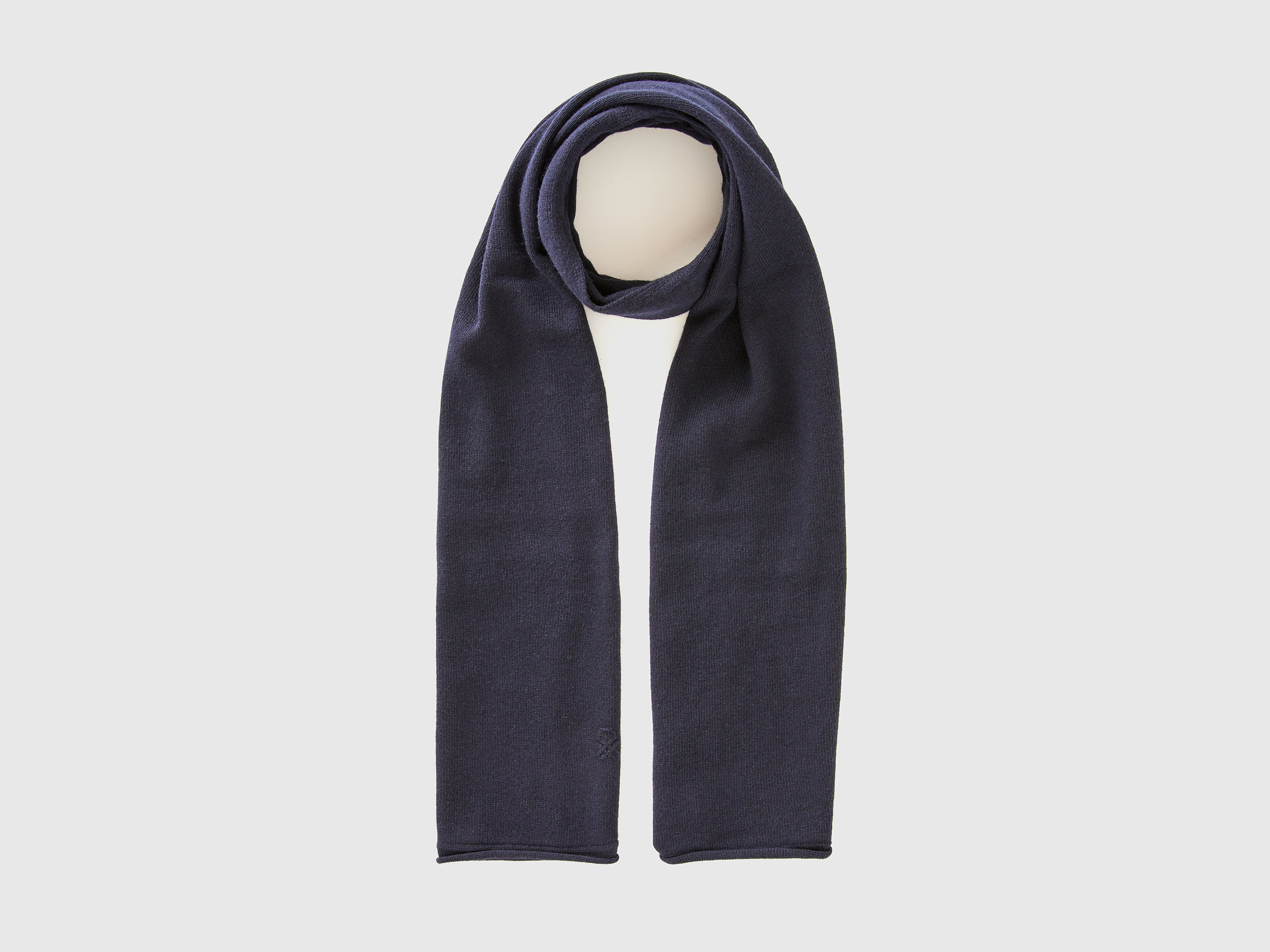 Benetton, Sciarpa In Misto Cashmere, Blu Scuro, Donna