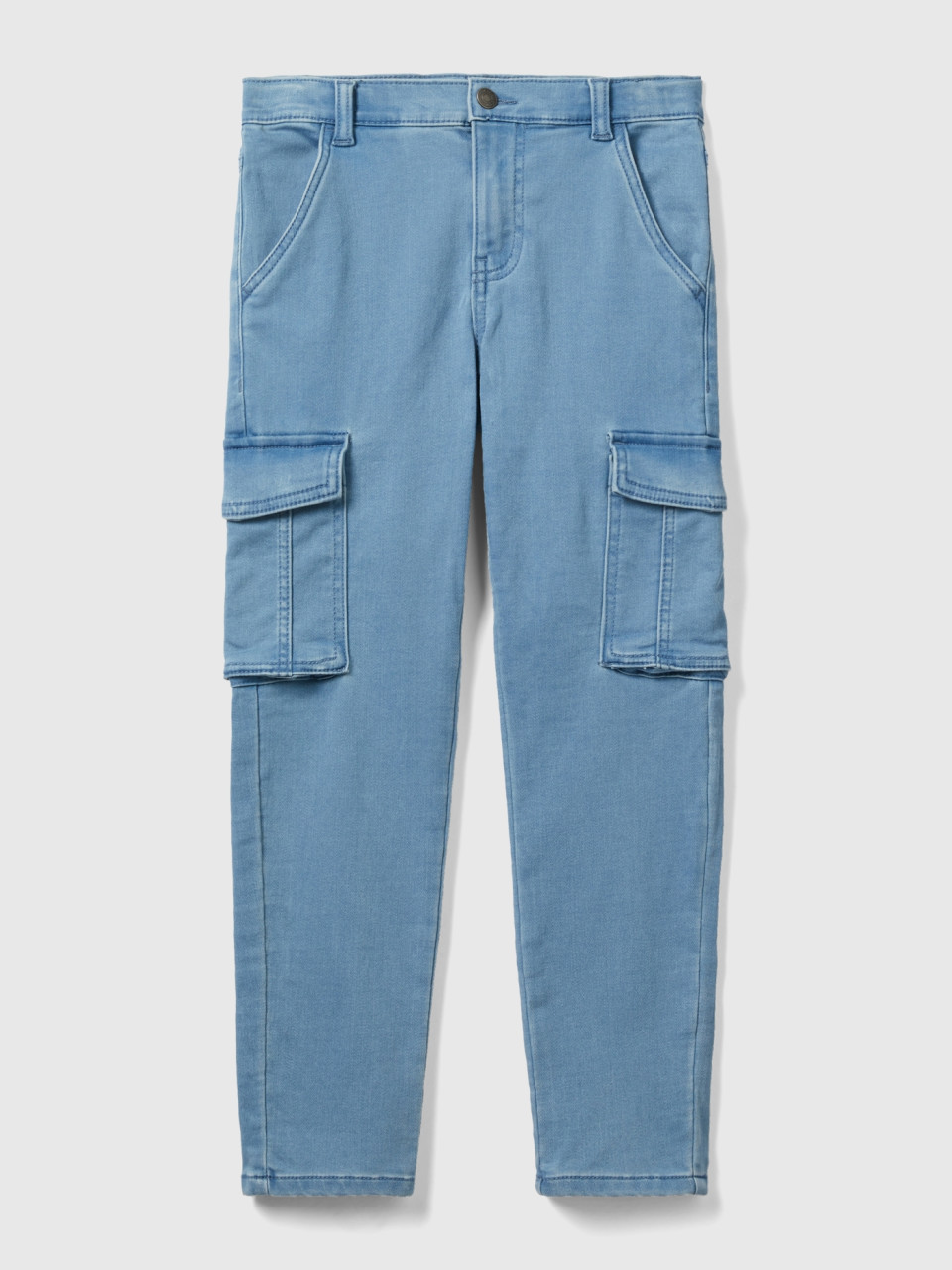 Benetton, Slim Fit Jeans Mit Großen Taschen, Azurblau, male