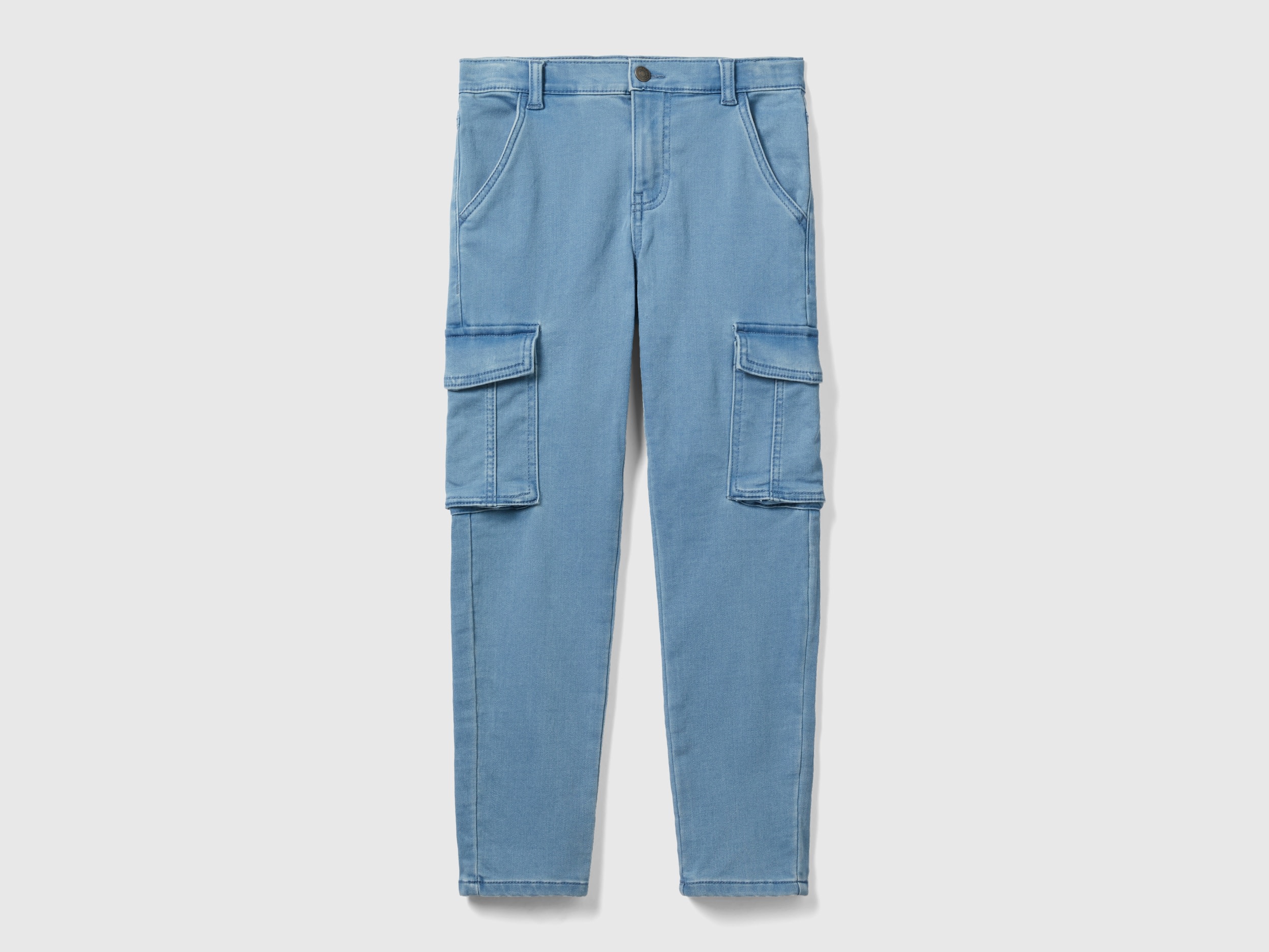 Benetton, Slim Fit Jeans With Pockets, size M, Light Blue, Kids