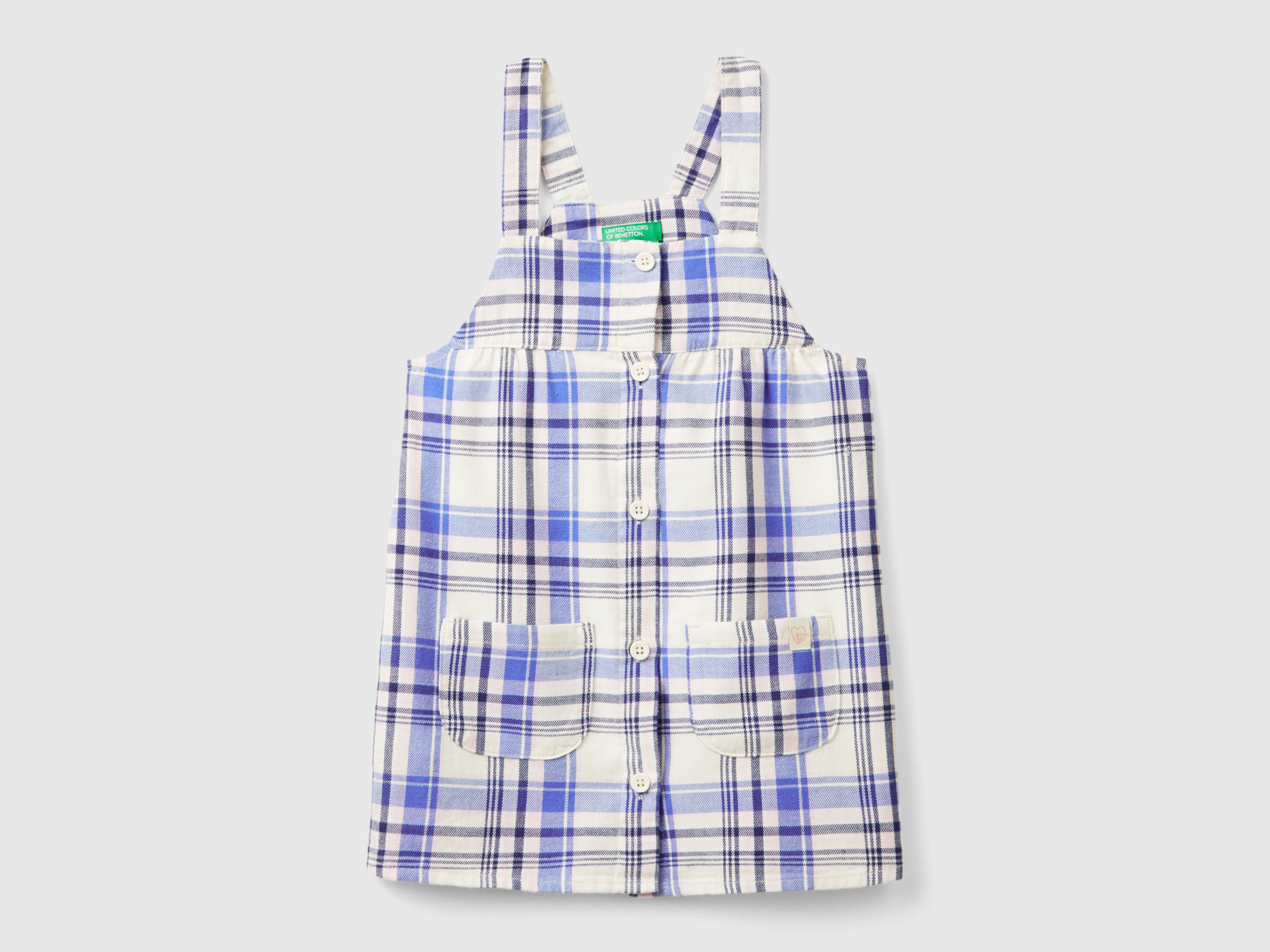 Benetton, Vestito Salopette Tartan, Multicolore, Bambini