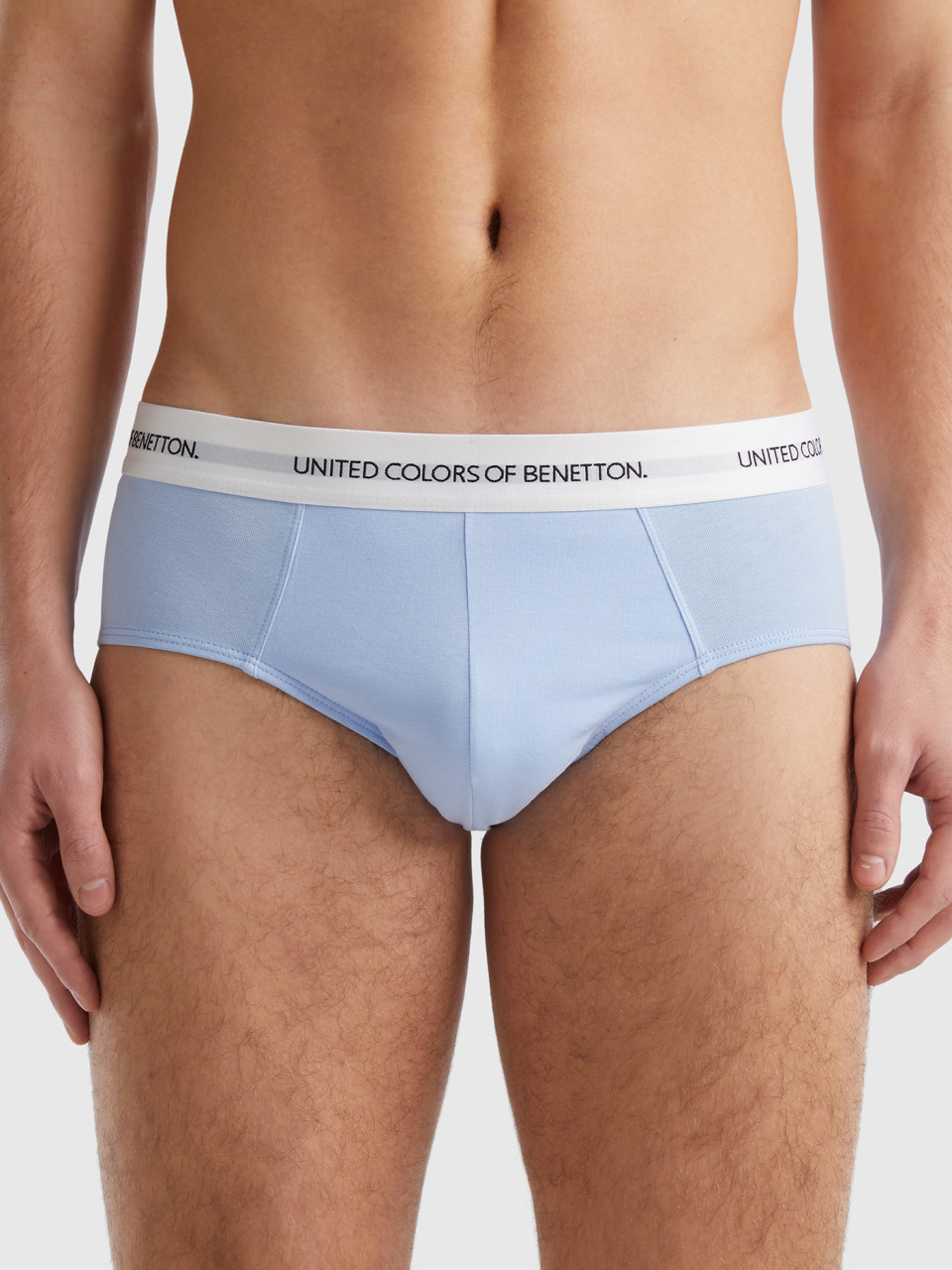 Benetton, Underwear In Stretch Organic Cotton, Sky Blue, Men