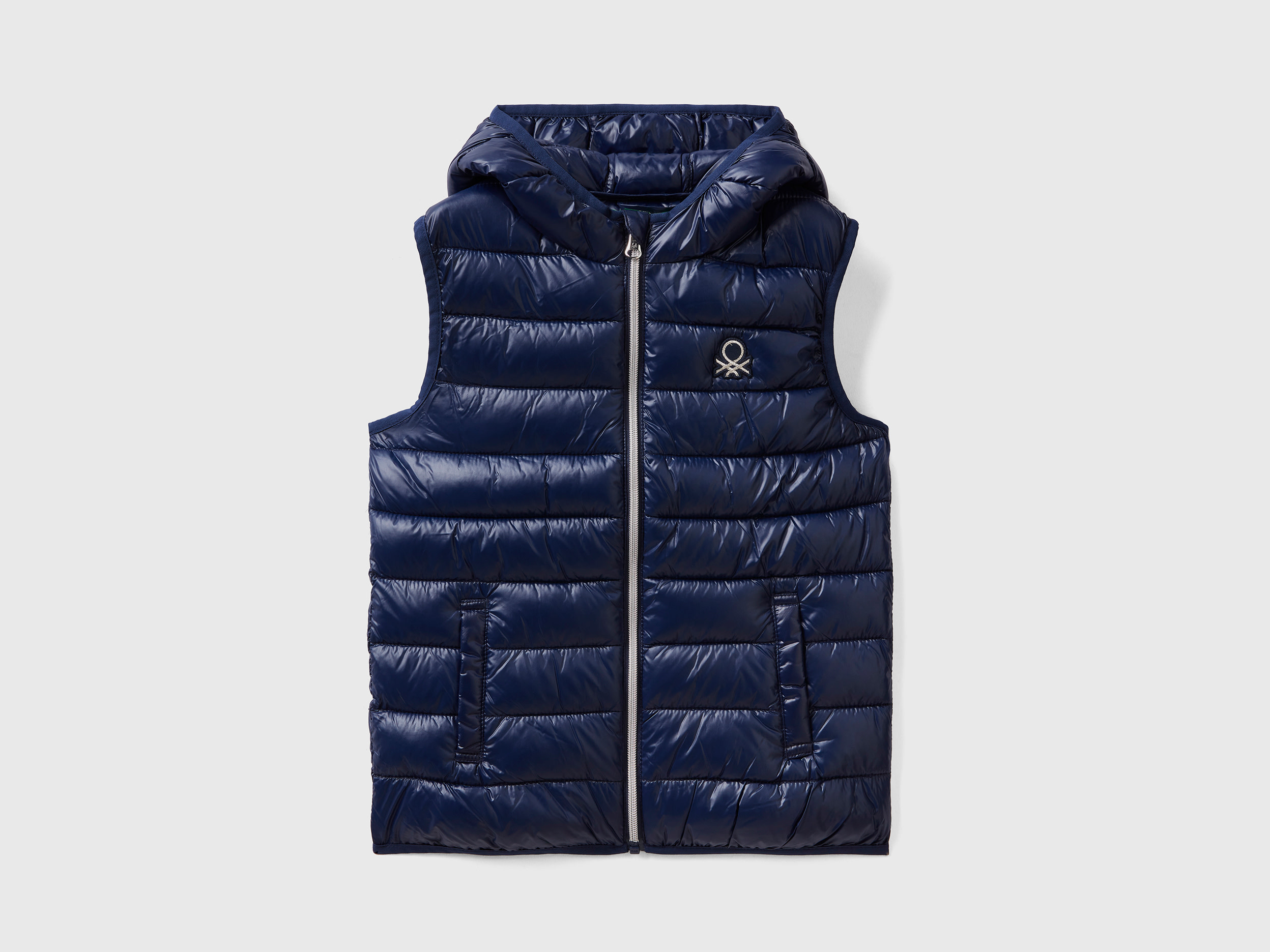 Benetton, Padded Jacket With Hood, size L, Dark Blue, Kids