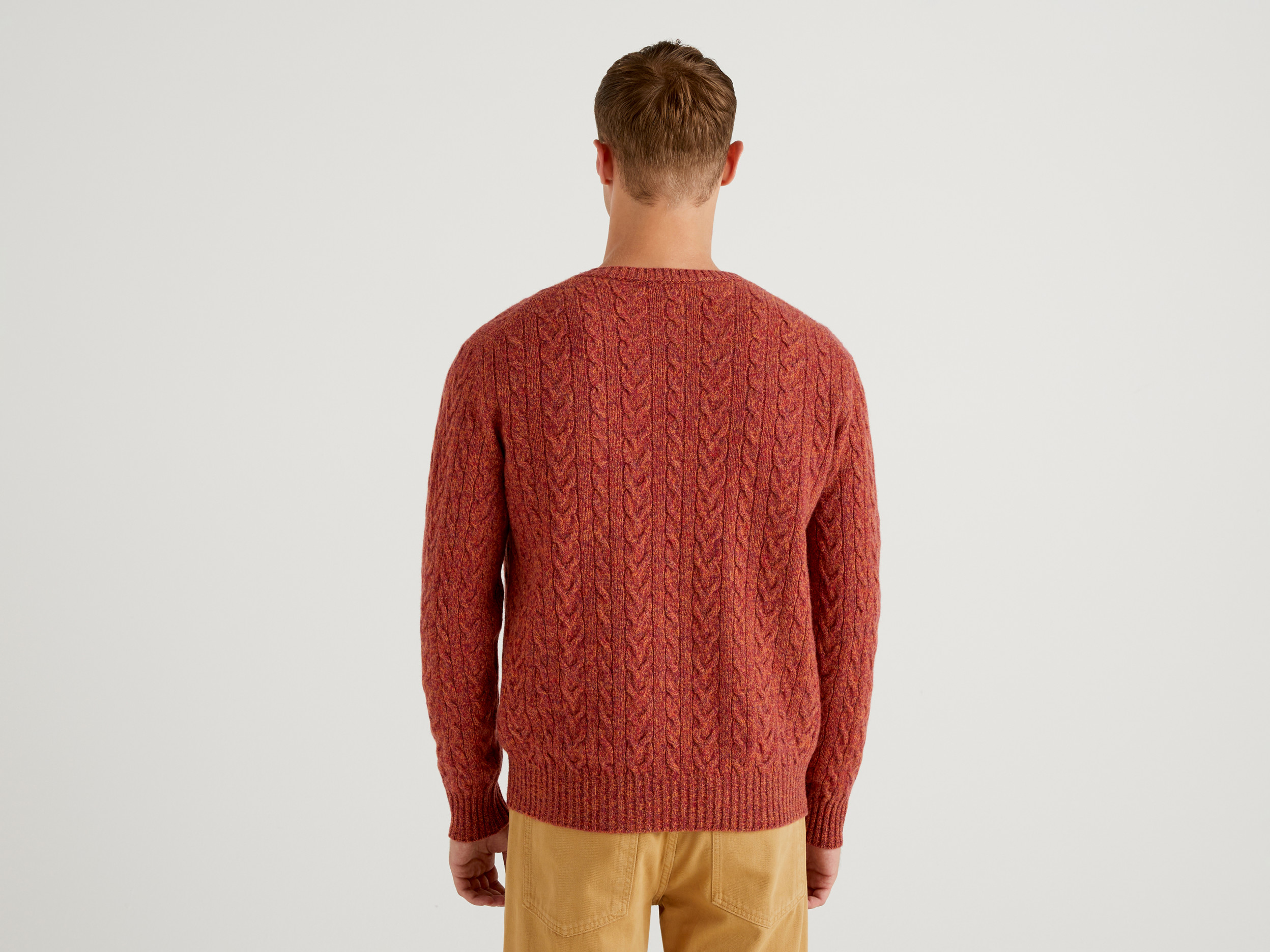 Benetton, Sweater In Pure Shetland Wool, Taglia Xxl, Red, Men