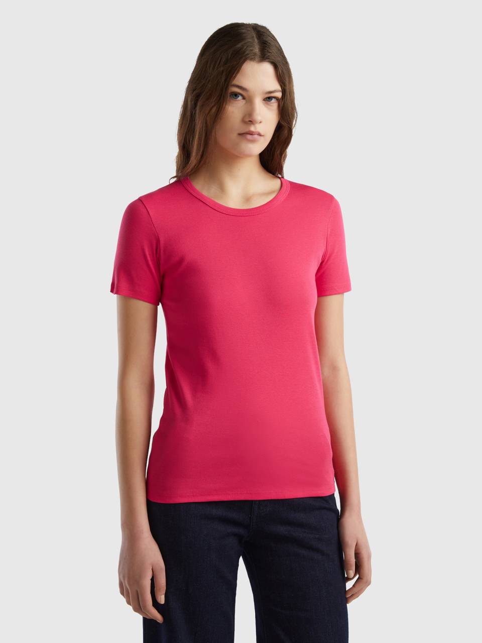 t-shirt - Benetton fiber cotton Long | Fuchsia