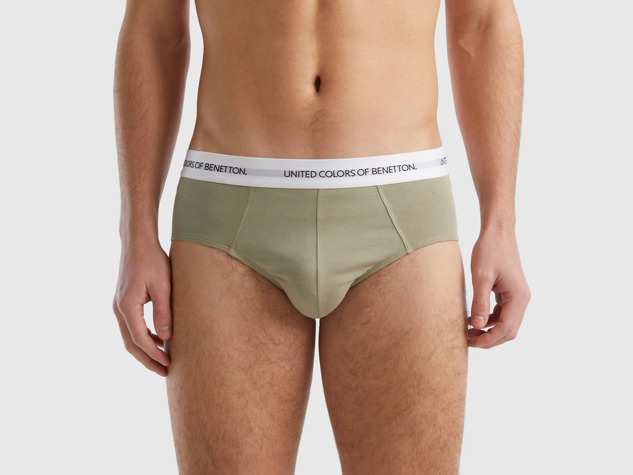 Image of Benetton, Underwear In Stretch Organic Cotton, size L, Light Green, Men