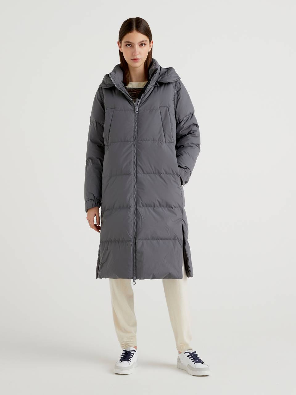 Benetton Long puffer jacket with removable sleeves. 1