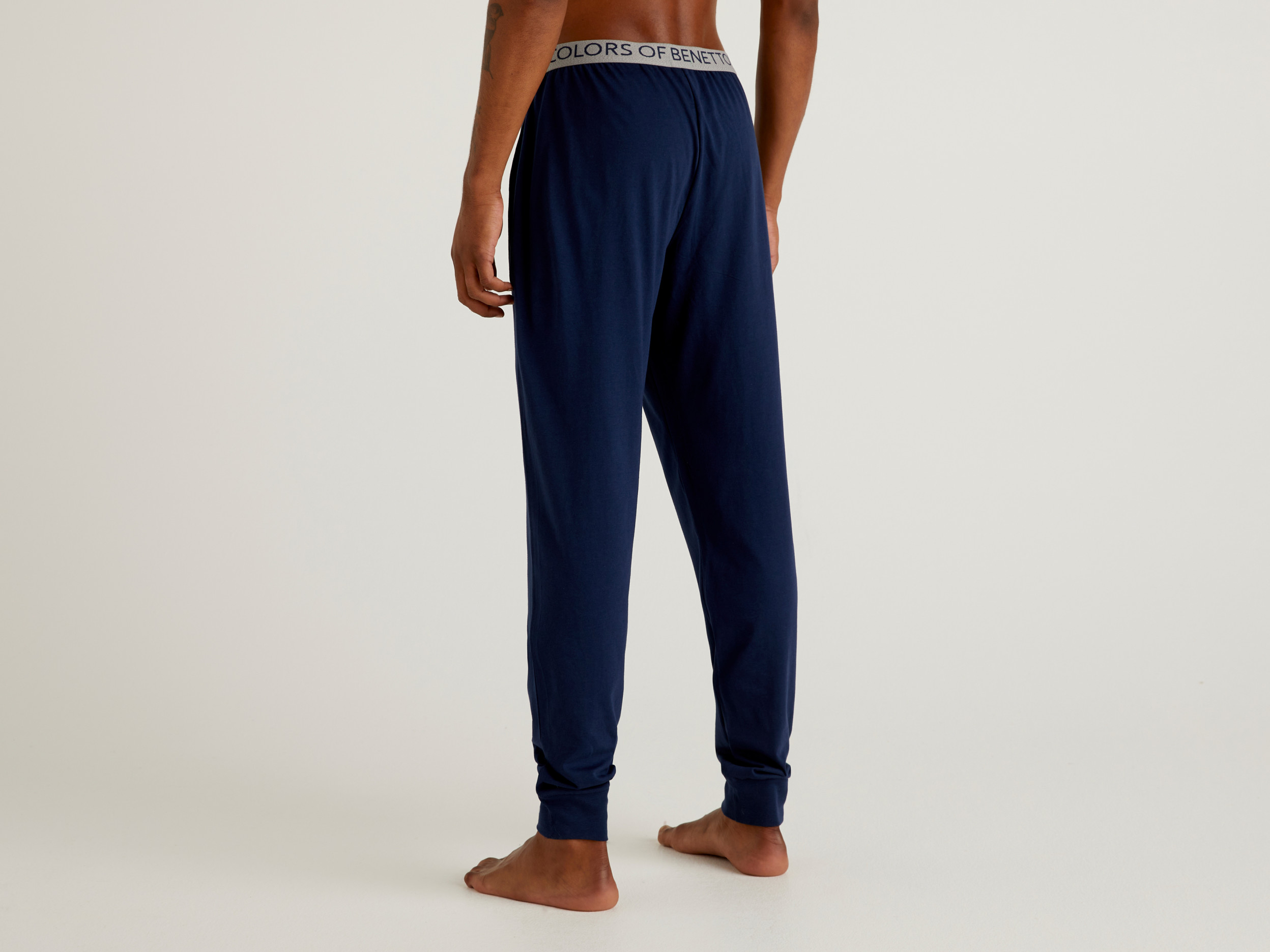 Benetton, Trousers In Organic Cotton, Taglia L, Dark Blue, Men