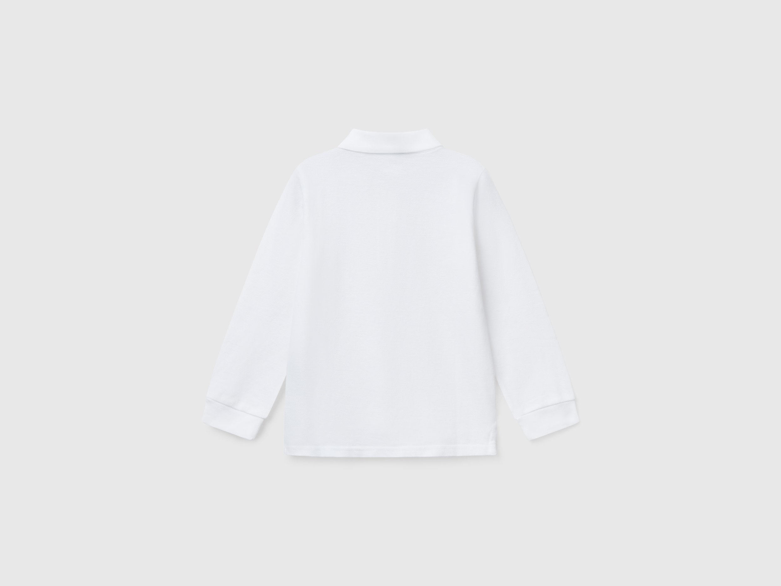 Benetton, Πόλο Μακρυμάνικο Από Βαμβακερό, size 12-18, Λευκο, Παιδικά φωτογραφία
