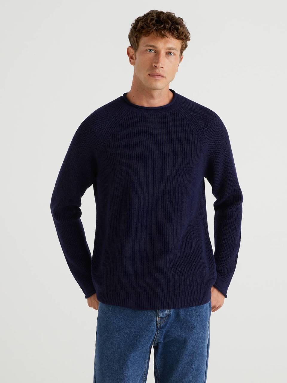 Benetton Ribbed sweater in wool blend. 1