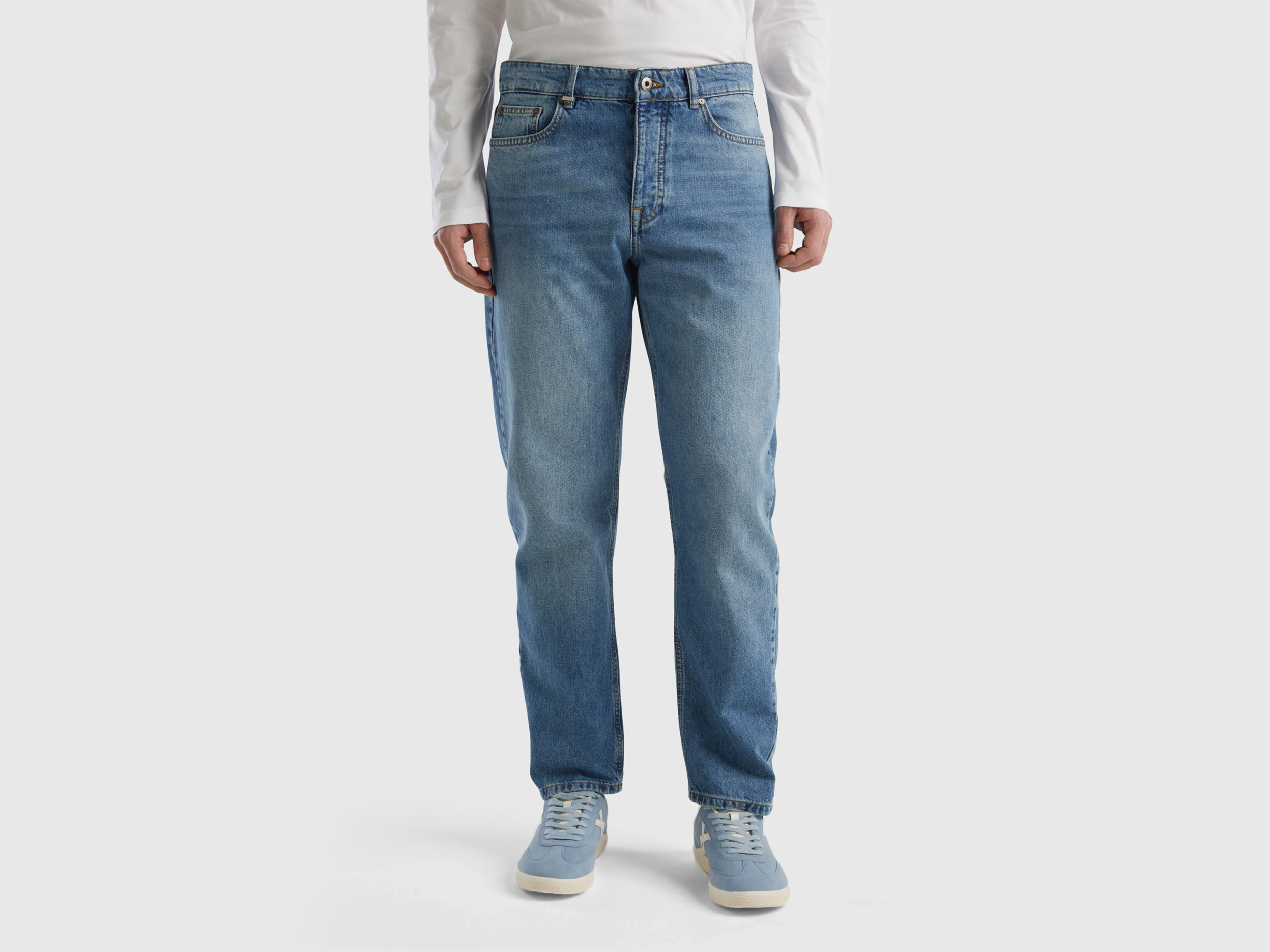 Benetton, Carrot Fit Jeans, size 30, Light Blue, Men