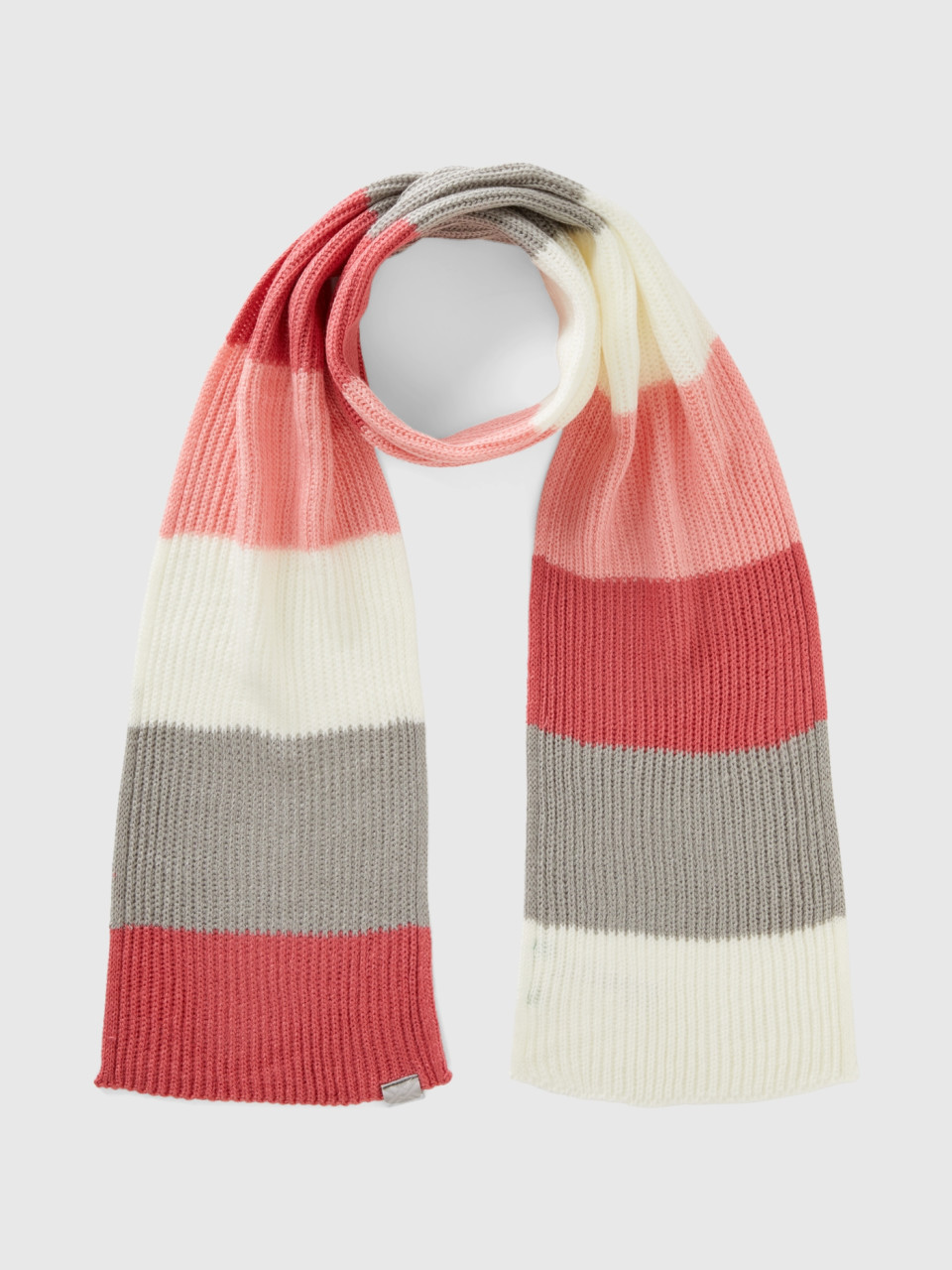Benetton, Scarf With Multicolor Stripes, Salmon, Kids