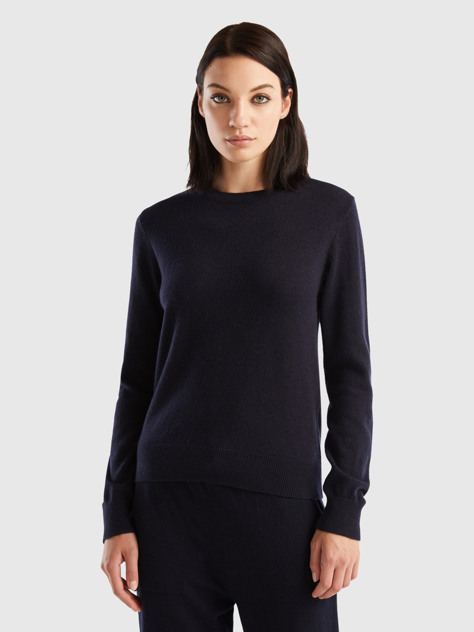 Benetton, Dark Blue Sweater In Pure Cashmere, Dark Blue, Women