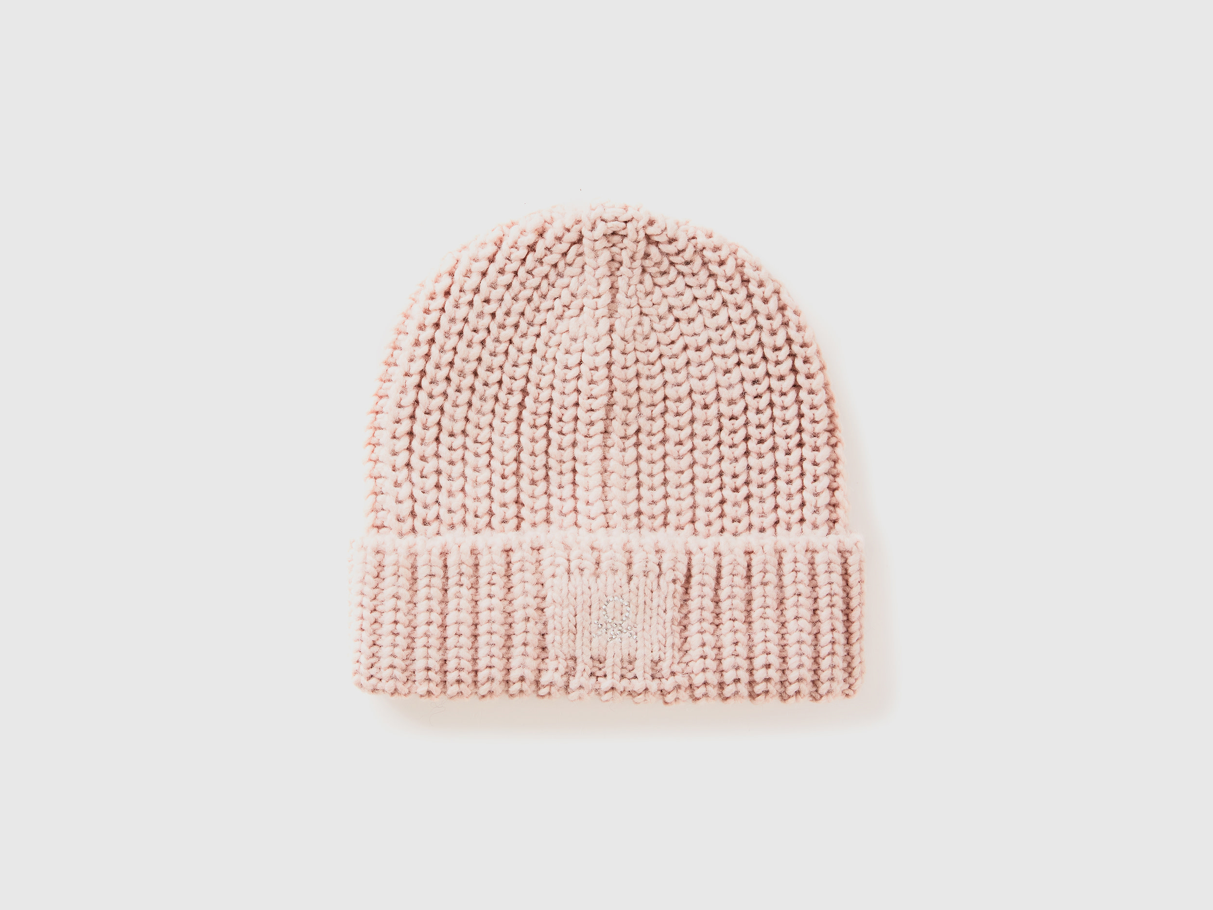 Benetton, Berretto Con Logo In Strass, Rosa, Bambini