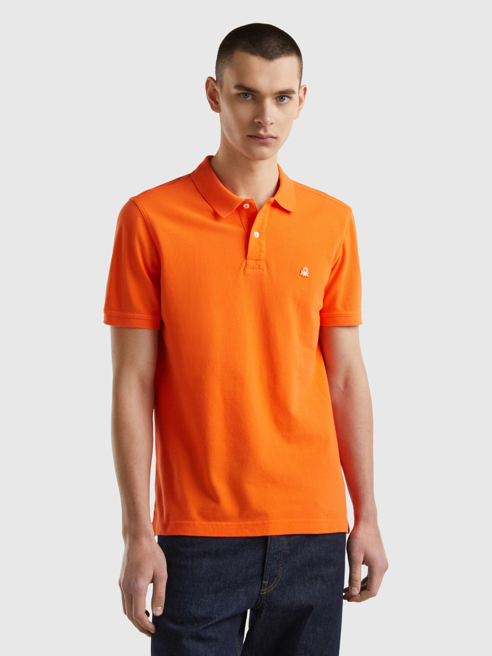 Benetton, Regular Fit Poloshirt In Orange, Orange, male