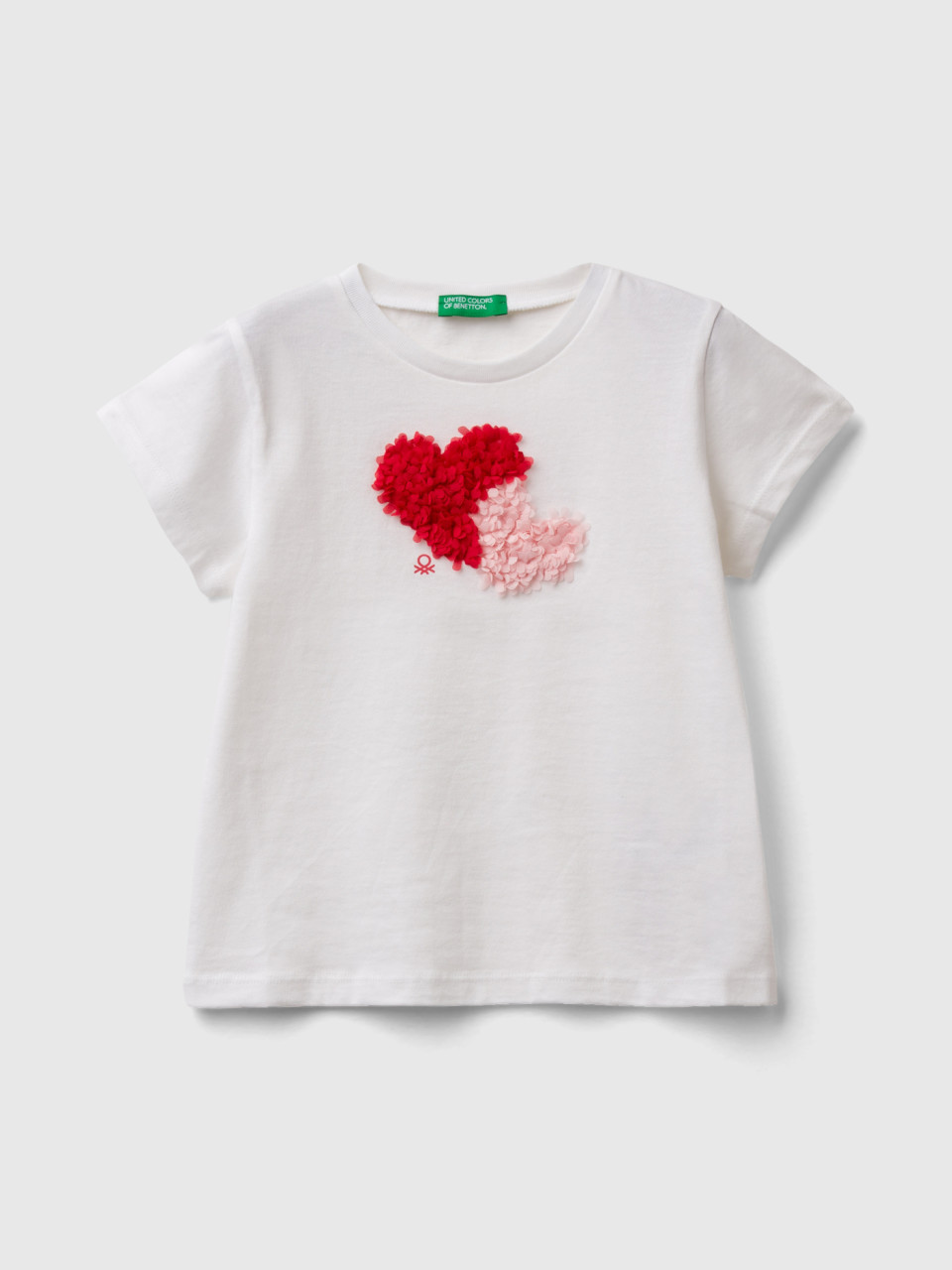 Benetton, T-shirt Mit Applikationen Mit Blütenblatteffekt, Weiss, female