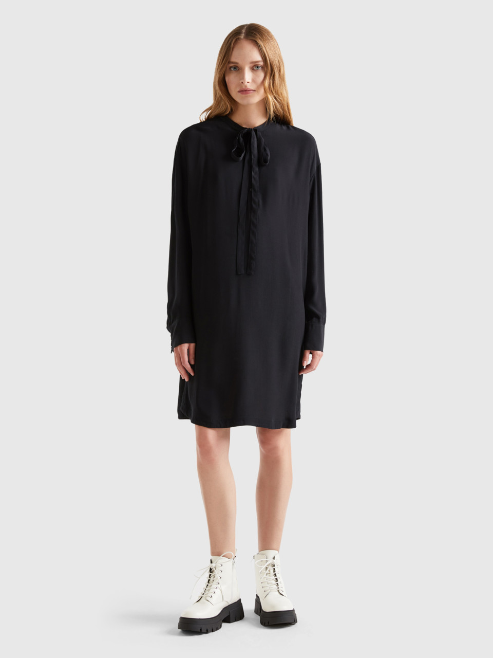 Benetton, Kurzes Kleid Mit Bändern, Schwarz, female