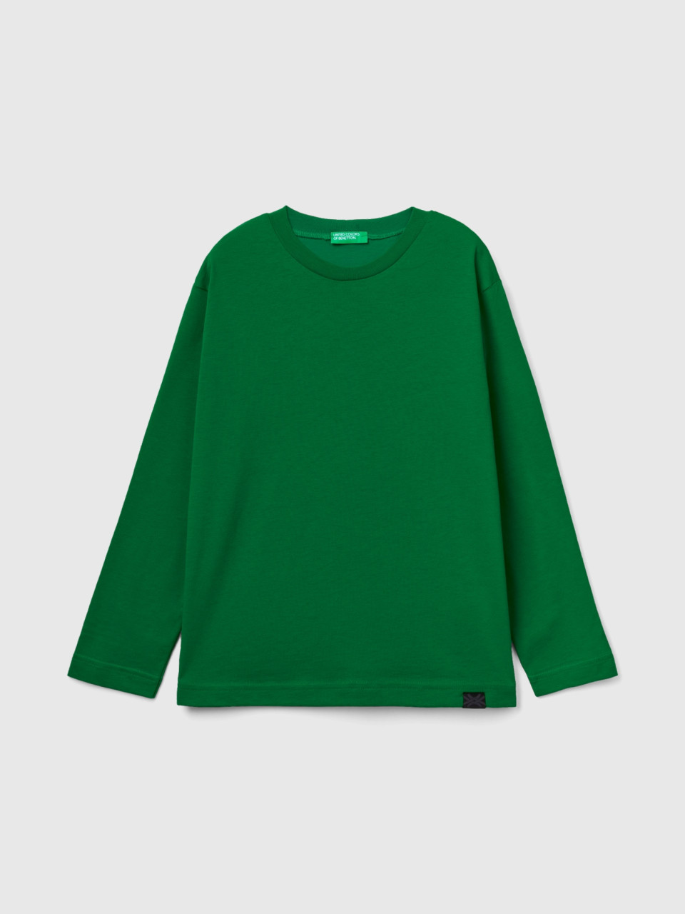 Benetton, T-shirt 100 % Coton Bio À Col Rond, Vert, Enfants