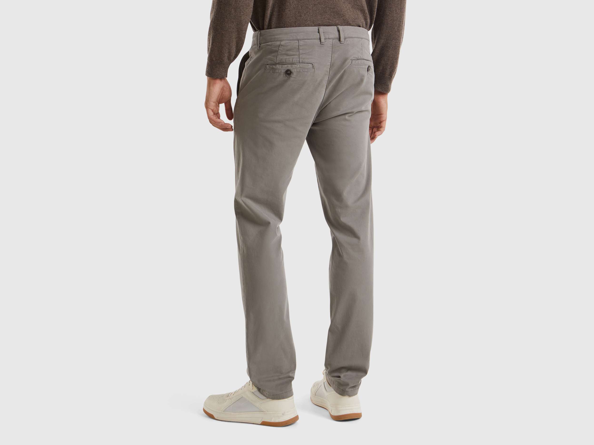 Benetton, Τσίνο Σλιμ Φιτ Γκρι Σκούρο, size 44, Γκρι, Ανδρικά φωτογραφία