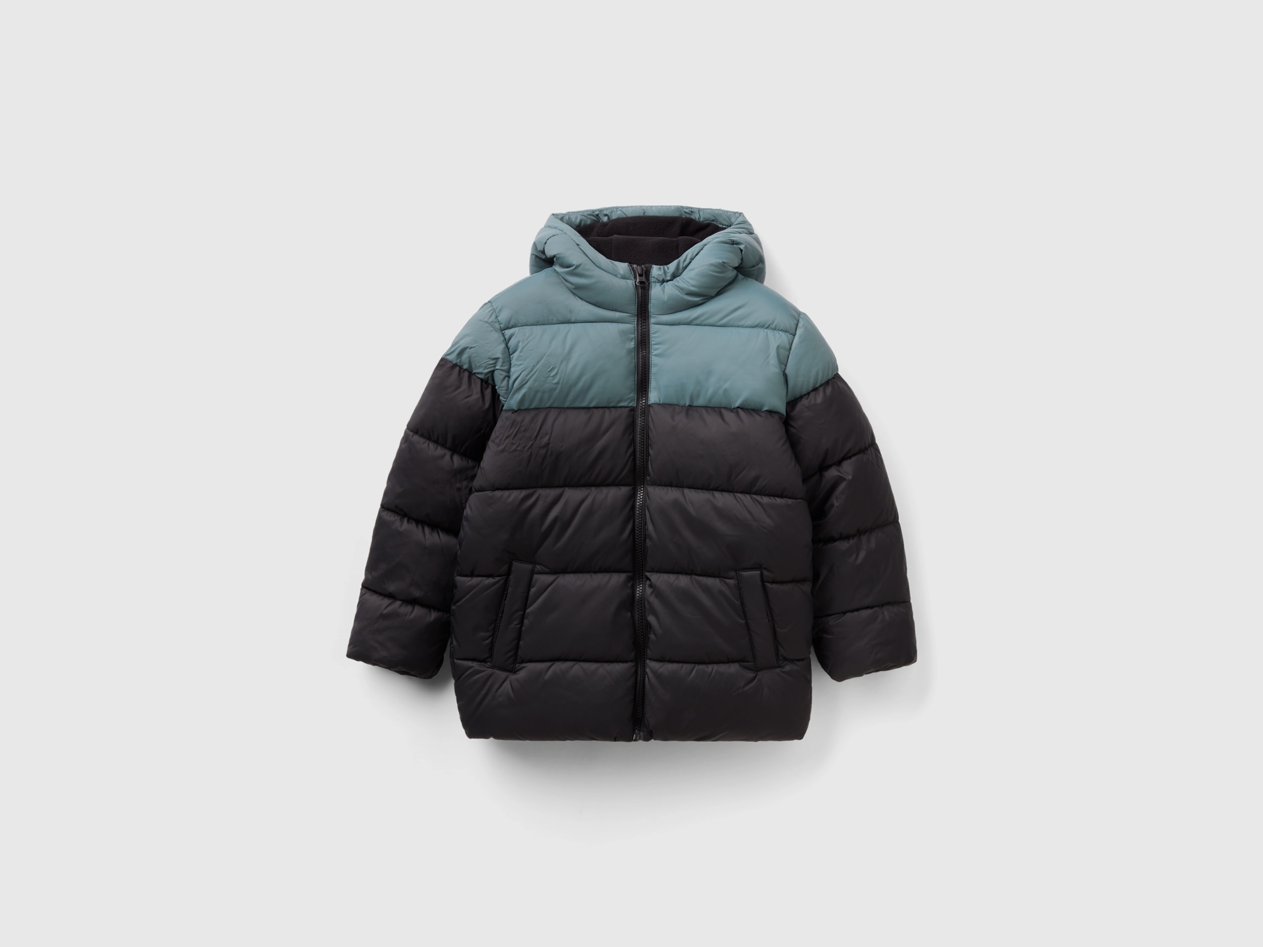Benetton, Color Block Jacket With Hood, size 3XL, Black, Kids