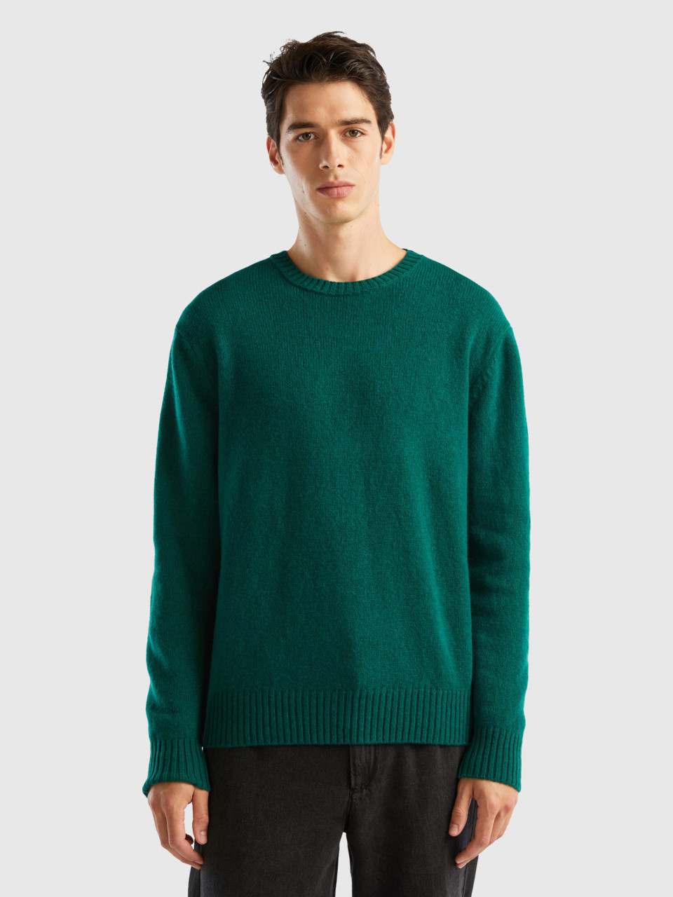 Benetton, Sweater In Shetland Wool, Green, Men