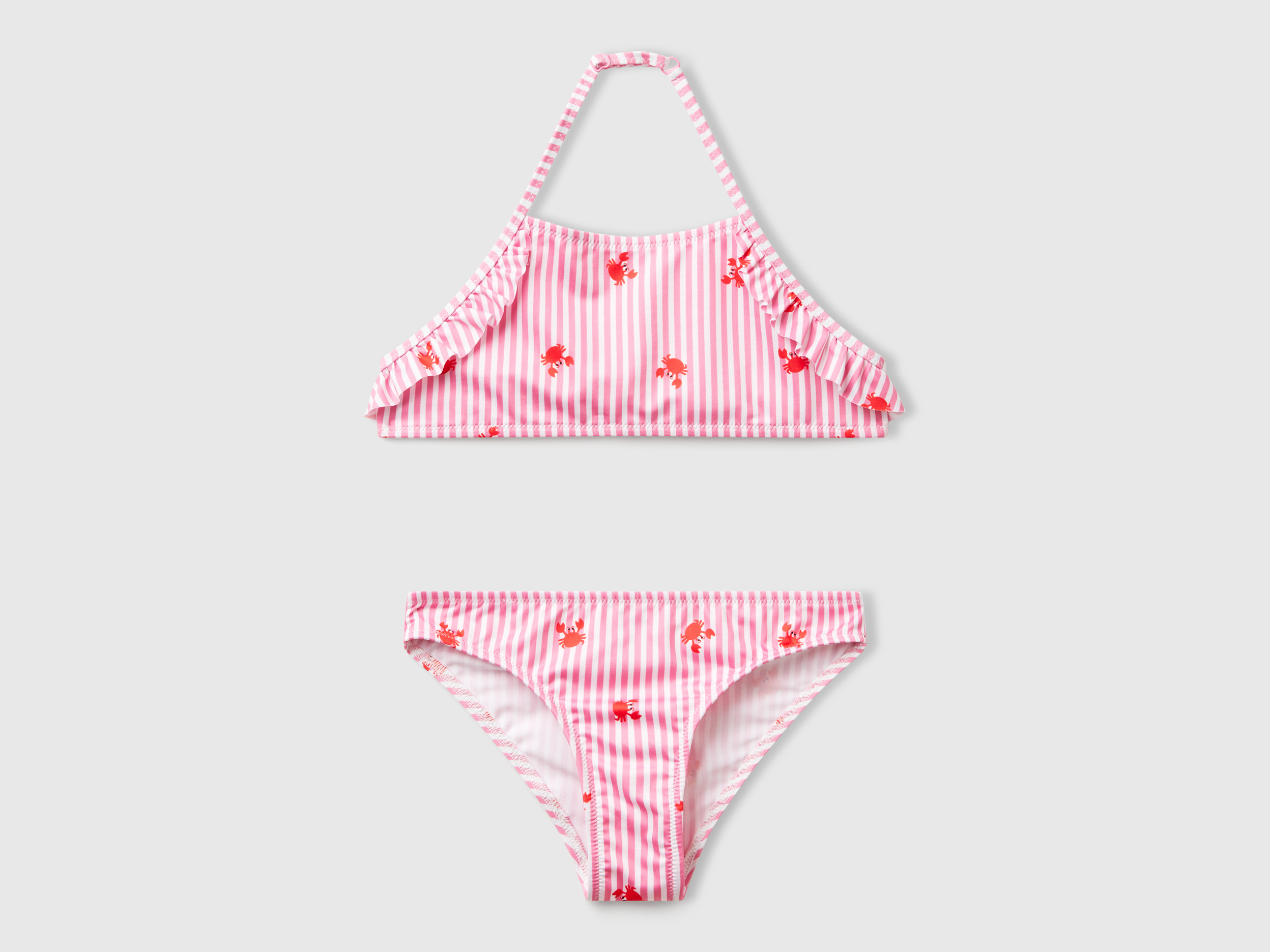 Benetton, Bikini De Plage Rayé Avec Crabes, taille 2XL, Rose, Enfants - United Colors of Benetton - Modalova