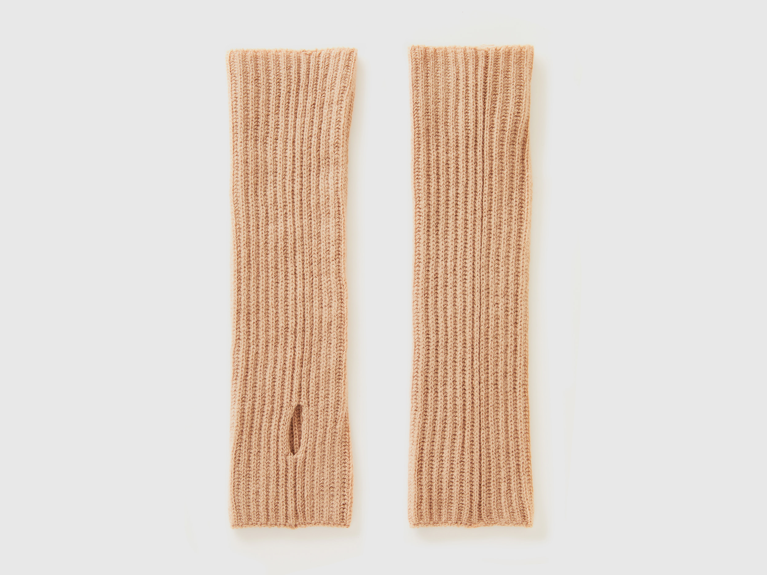 Benetton, Manicotti In Misto Lana, Cammello, Donna
