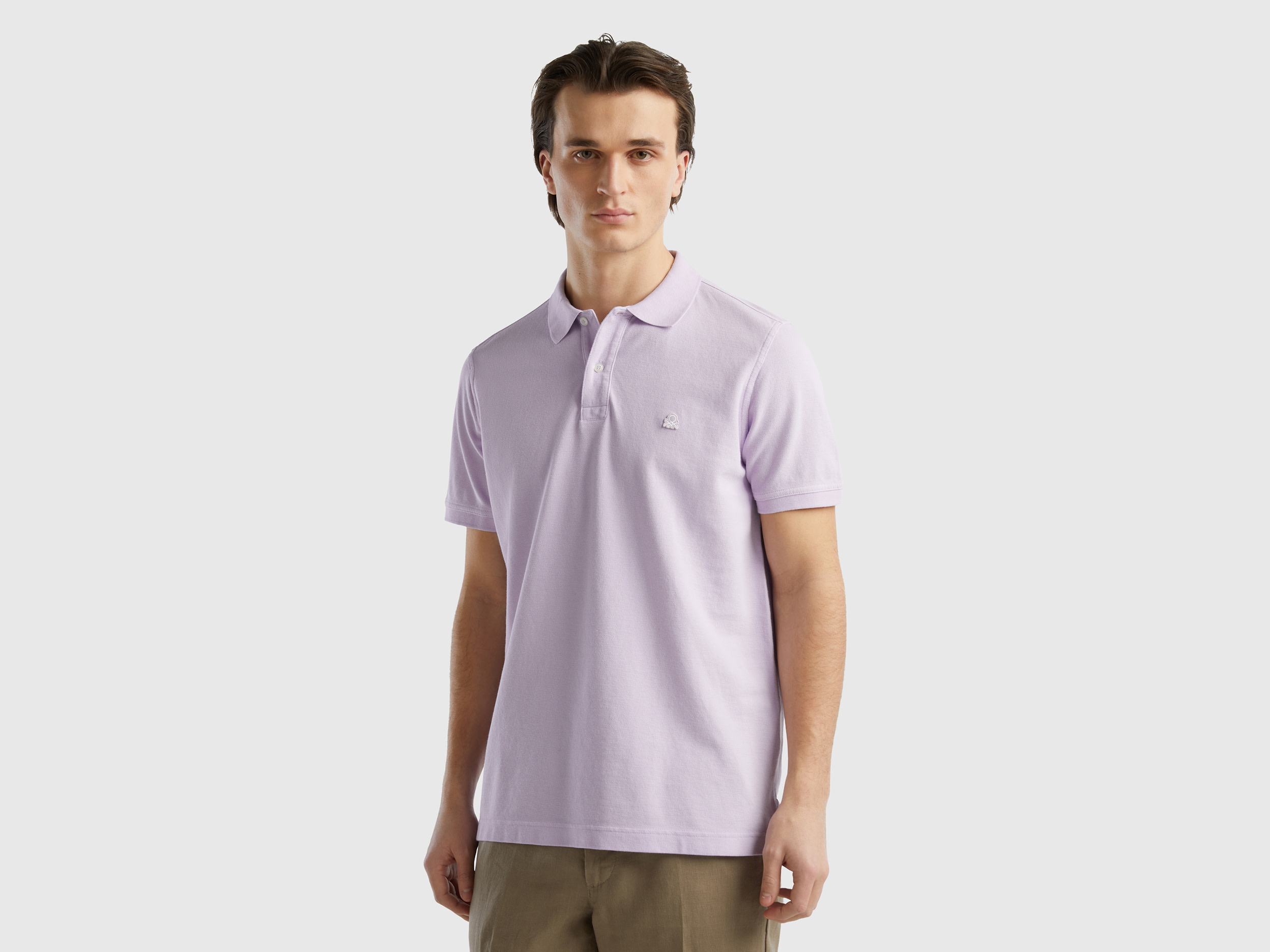 Image of Benetton, Lilac Regular Fit Polo, size XXXL, Lilac, Men