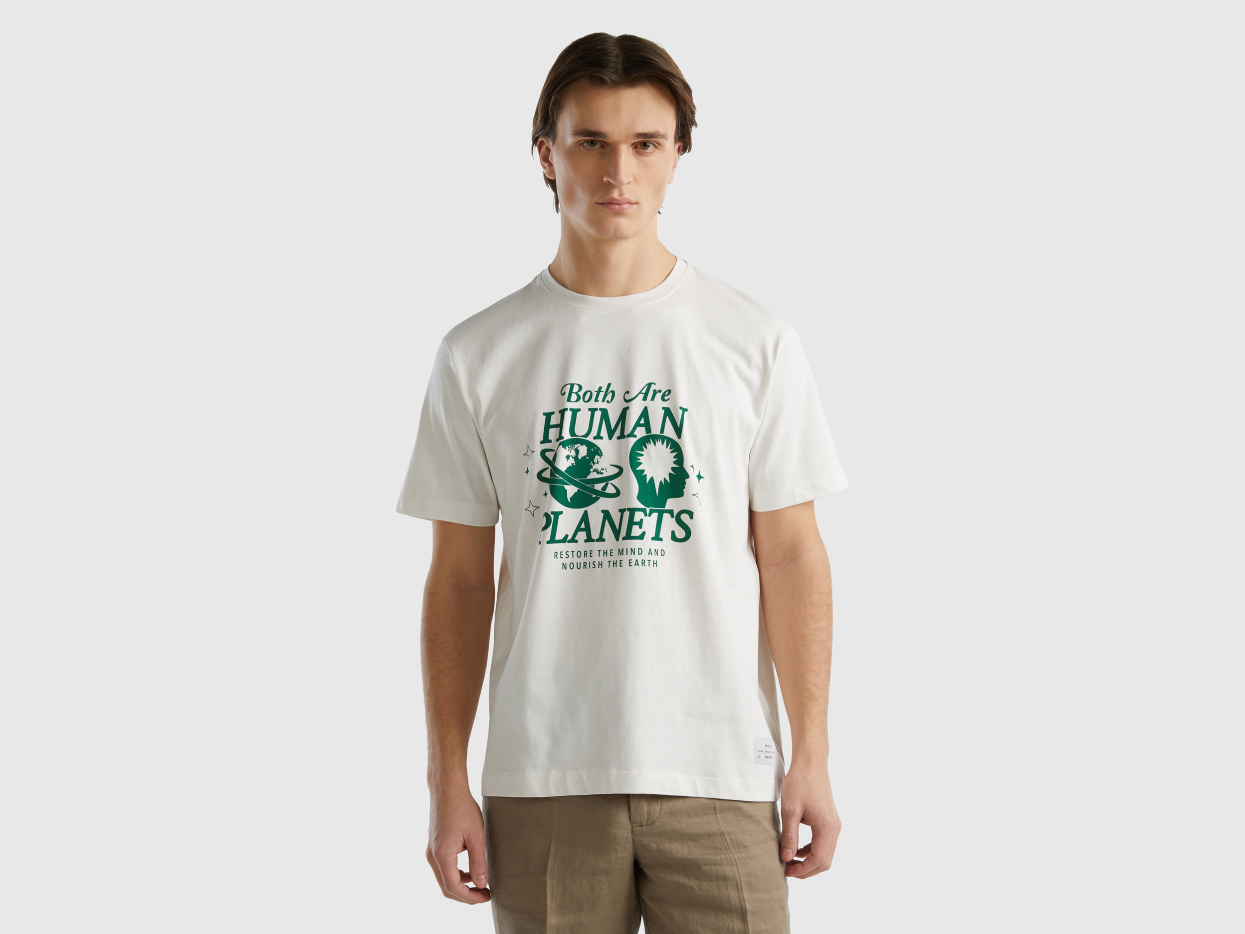 Benetton, T-shirt In Pure Organic Cotton, size XXL, White, Men