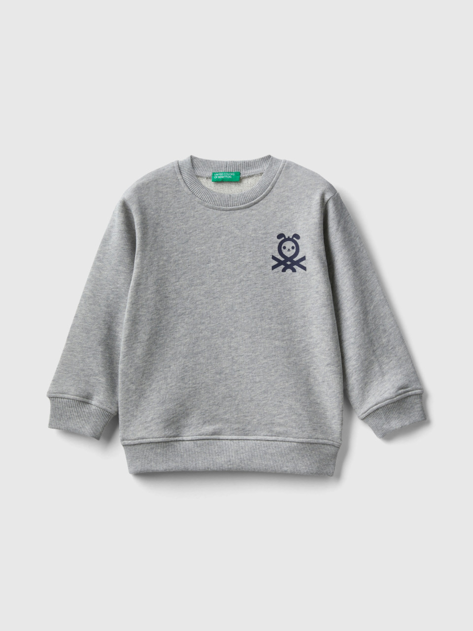 Benetton, Sweatshirt In 100% Organic Cotton, Light Gray, Kids