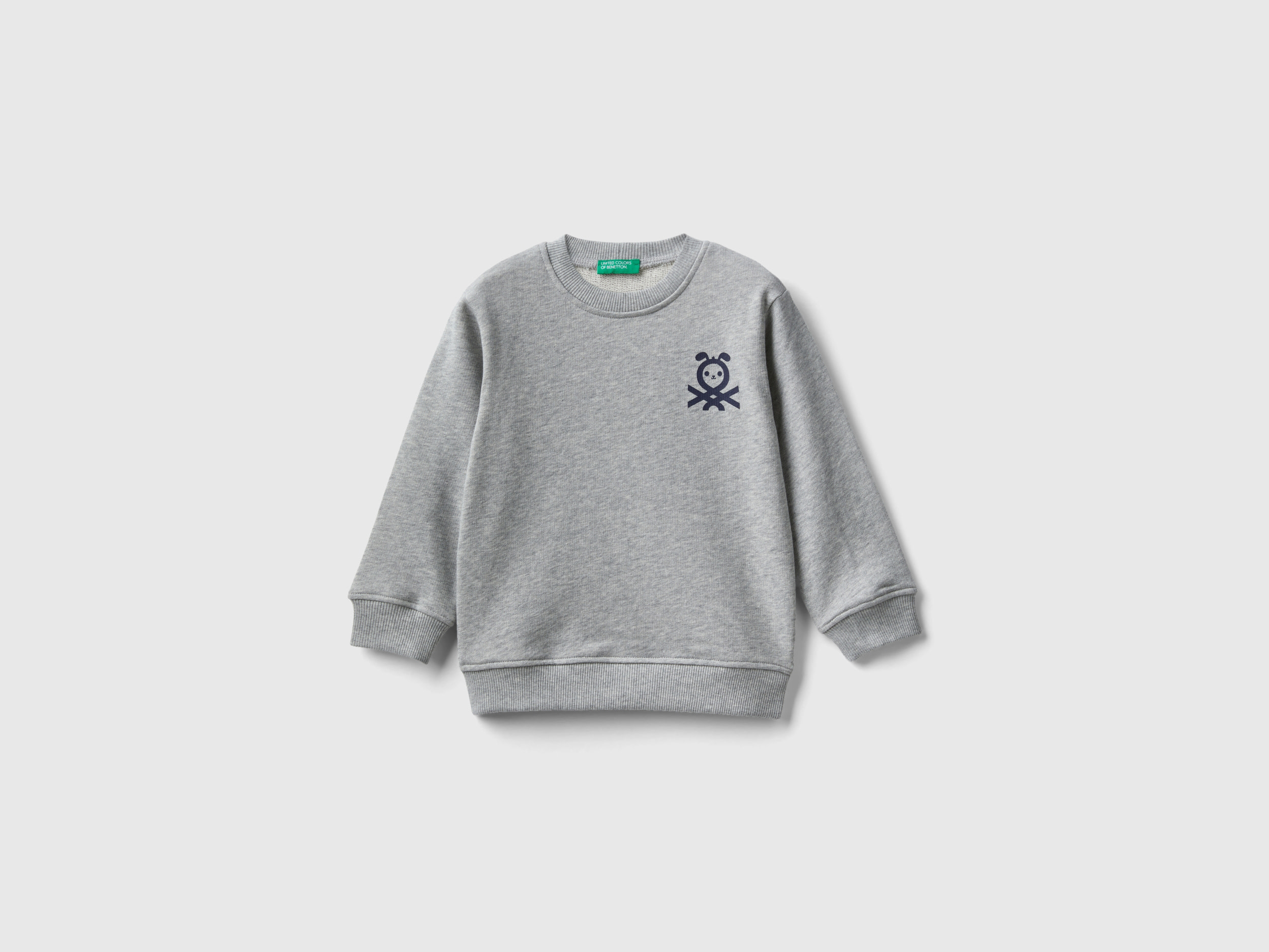 Benetton, Sweatshirt In 100% Organic Cotton, size 12-18, Light Gray, Kids